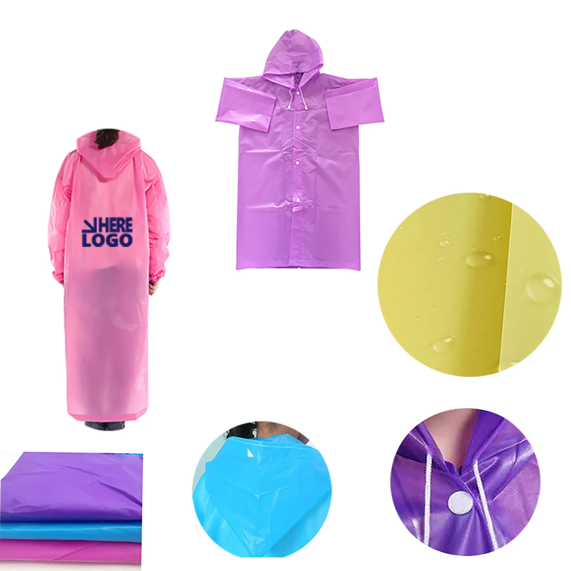 Portable EVA Rain Poncho with Hood For Kids 2