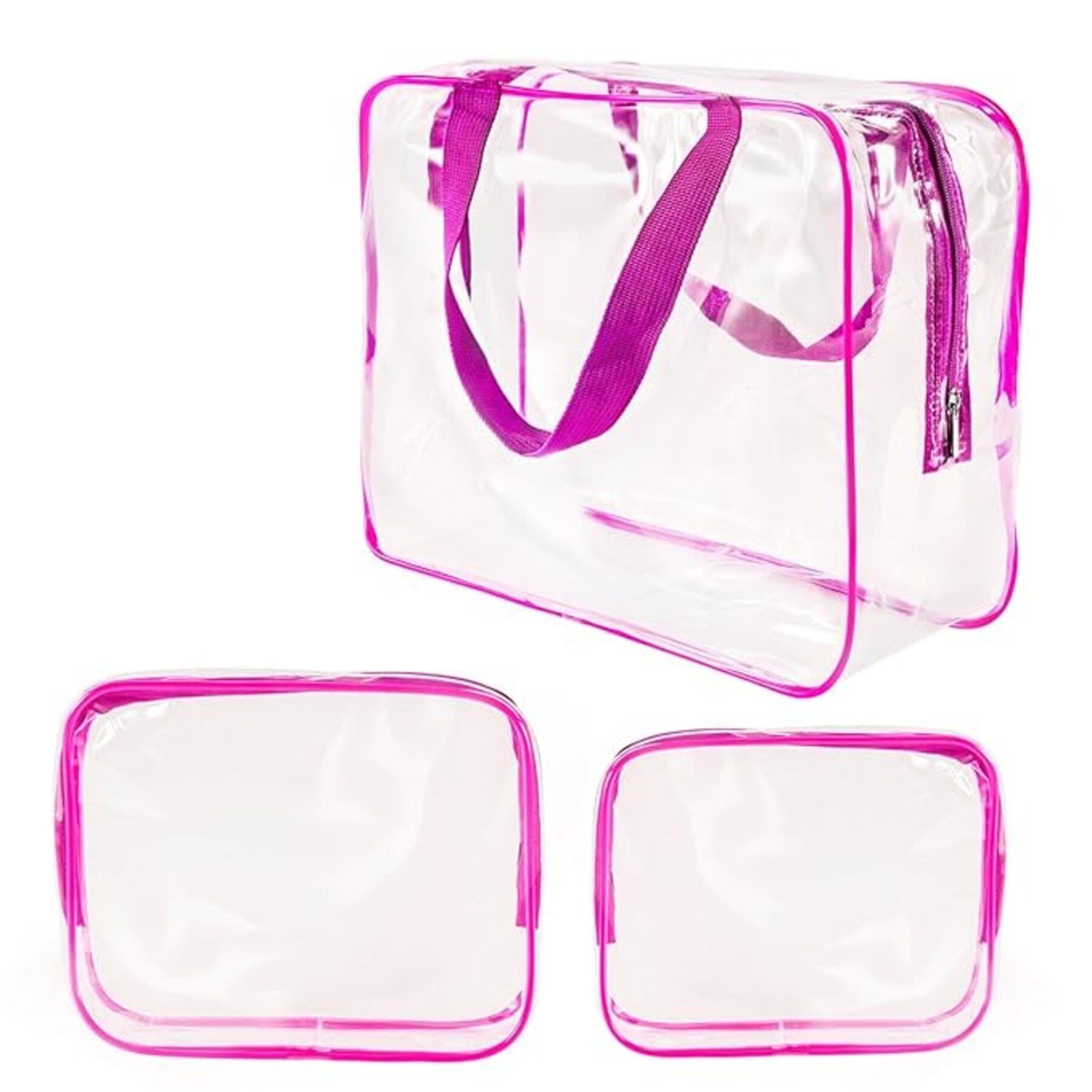 3Pcs Crystal Clear PVC Toiletry Bag Kit 2