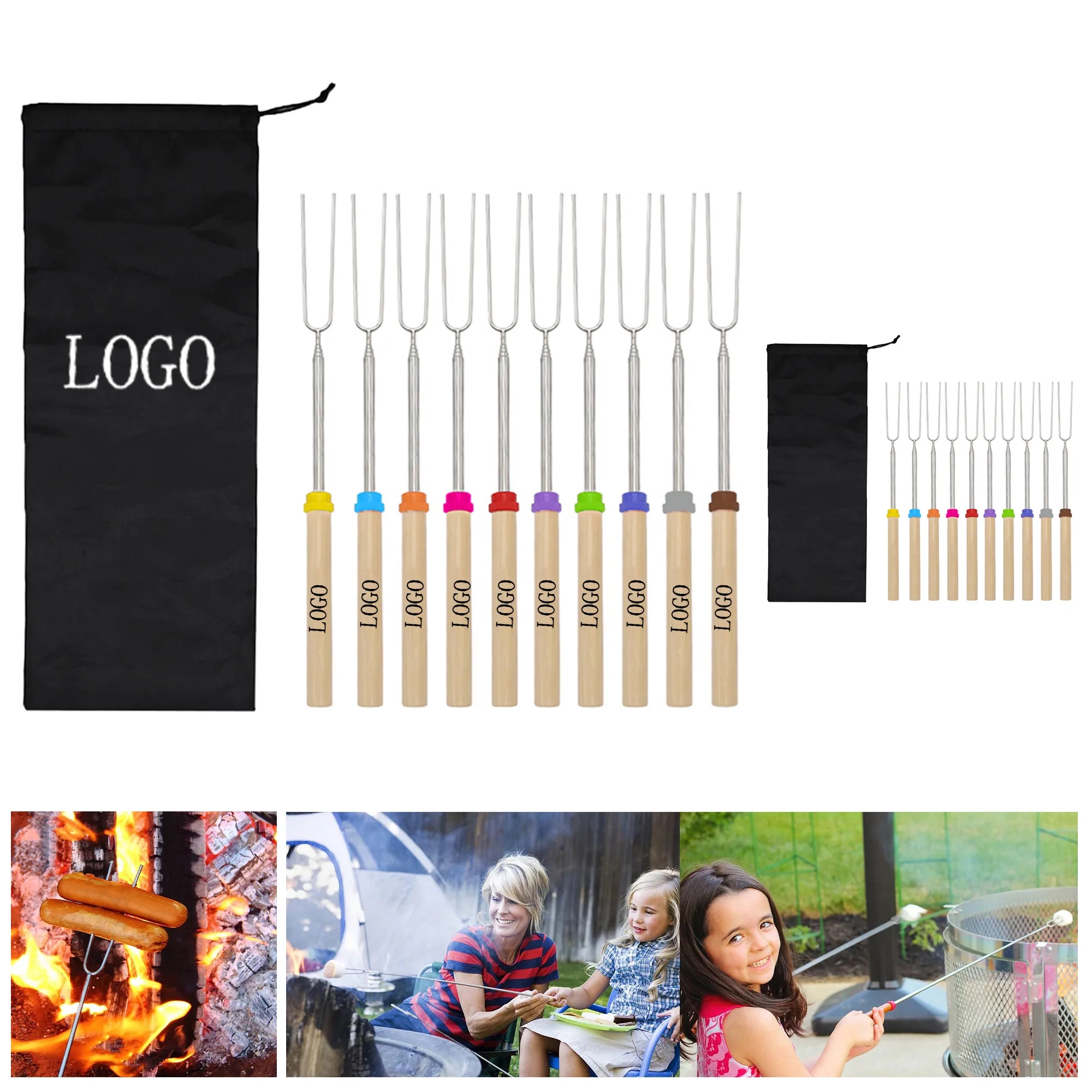 8 Piece Fire Pit Retractable Hot Dog Skewer 4