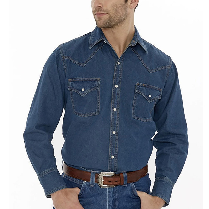 ELY Long Sleeve Denim Western Shirt 4