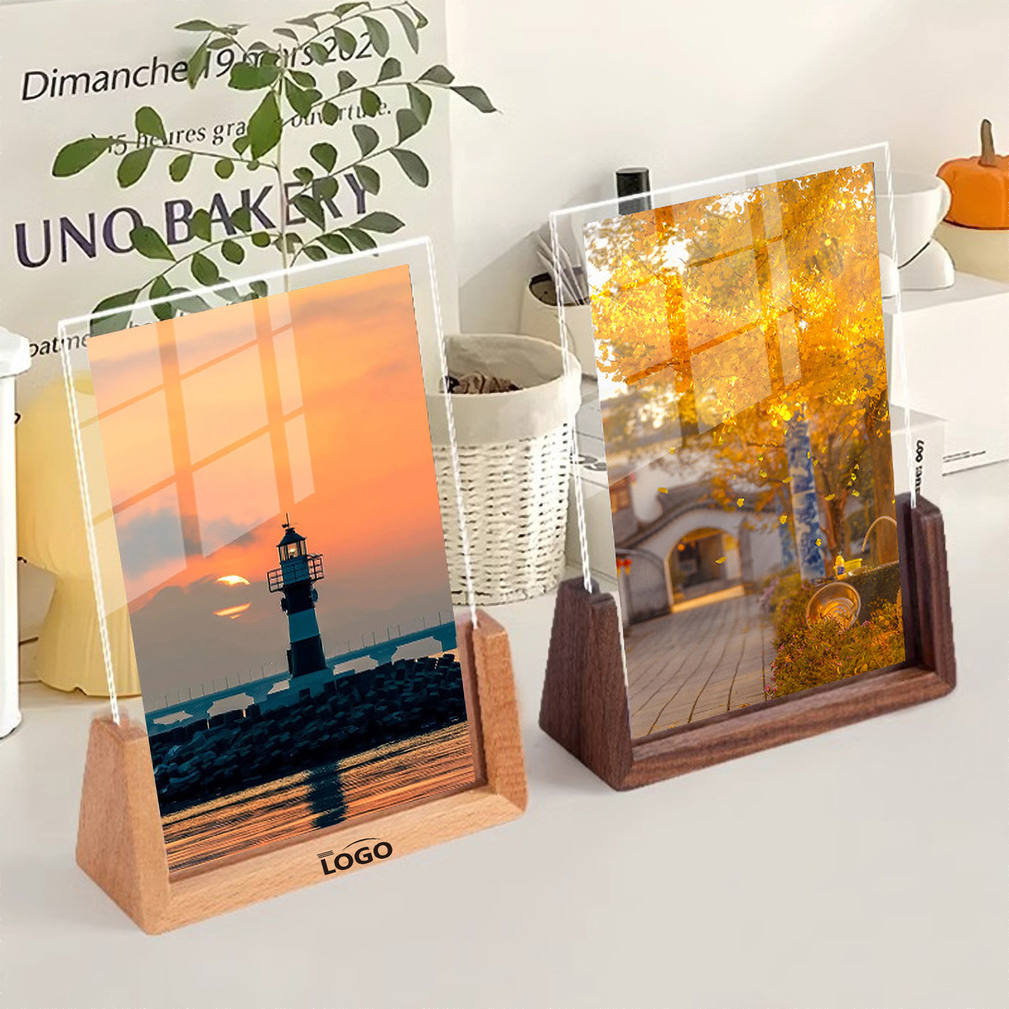Picture Frame U-shaped Wood Base Acrylic Photo 1