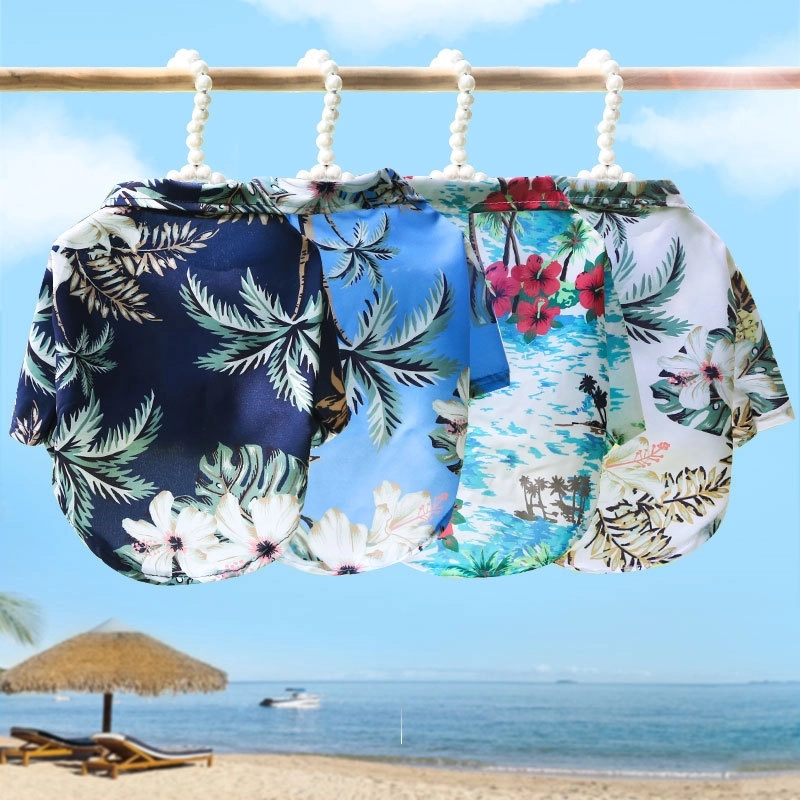 Pet Summer T-Shirts Hawaii Style Floral Dog Clothes 14