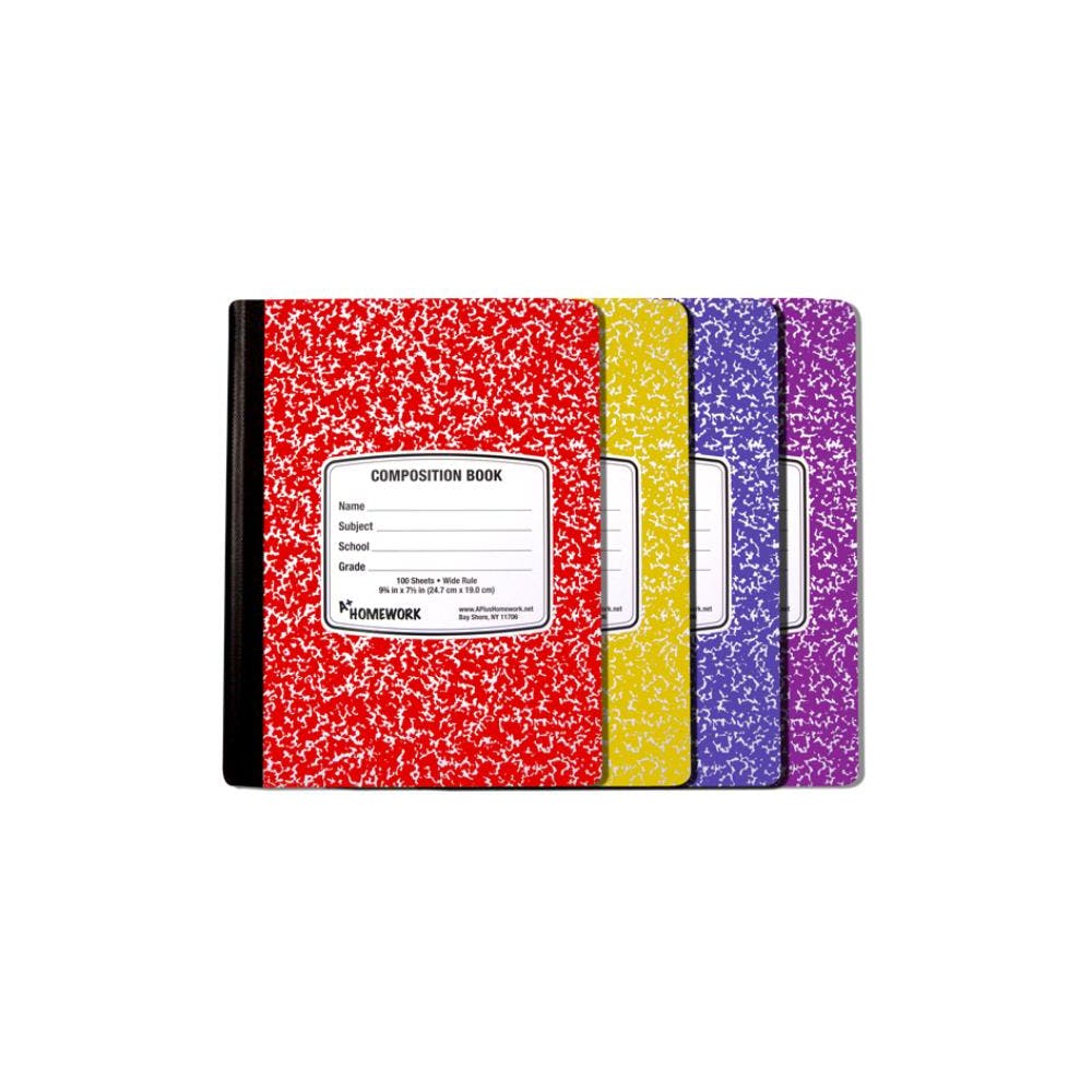 Marbled Wide Ruled Composition Notebooks - 100 Sheets 4 Colors 2