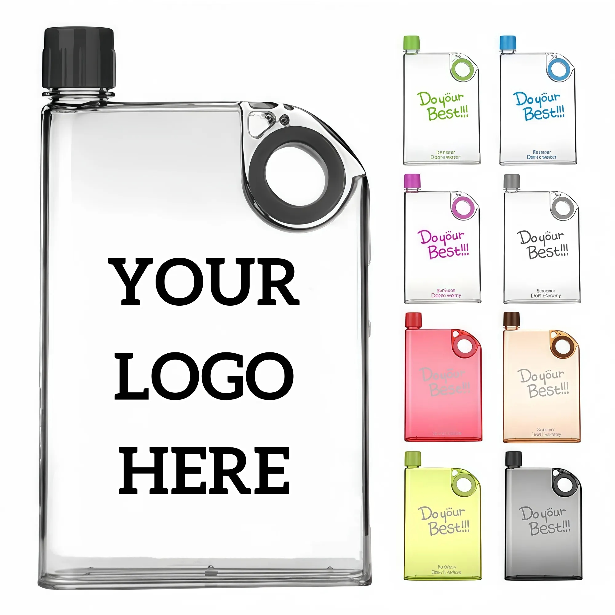 Slim Flat Transparent Water Bottle 3