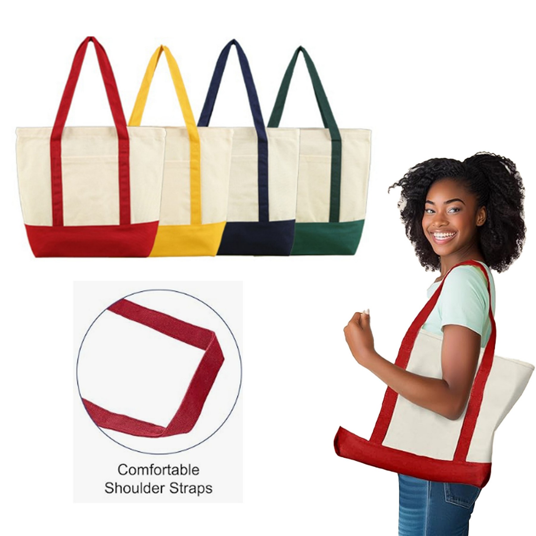 Canvas Tote Bag With Pockets, custom tote bag with logo imprint 2