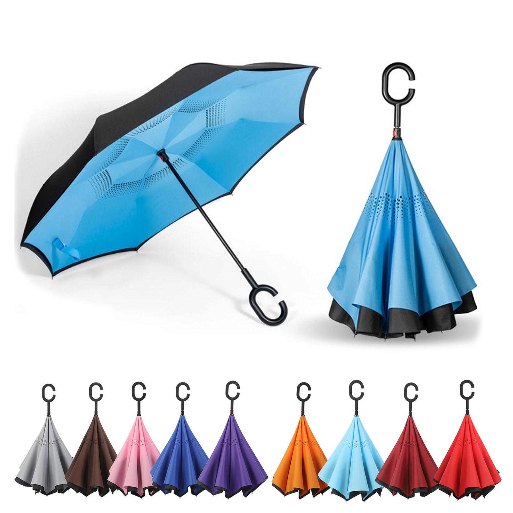 23" Reversable Auto-open Self-stand Umbrella 2
