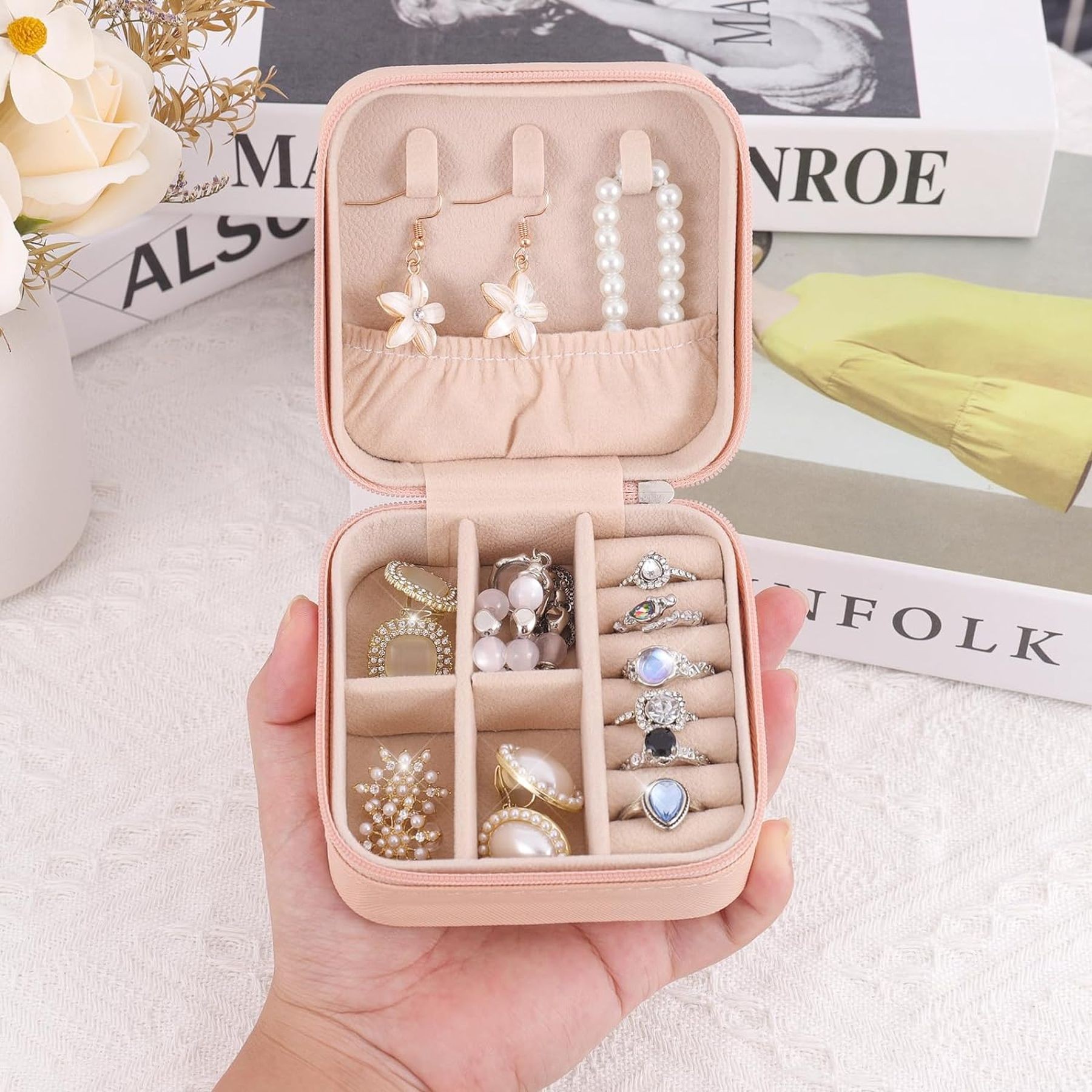 Pu Leather Small Jewelry Box Travel Portable Jewelry Case 10