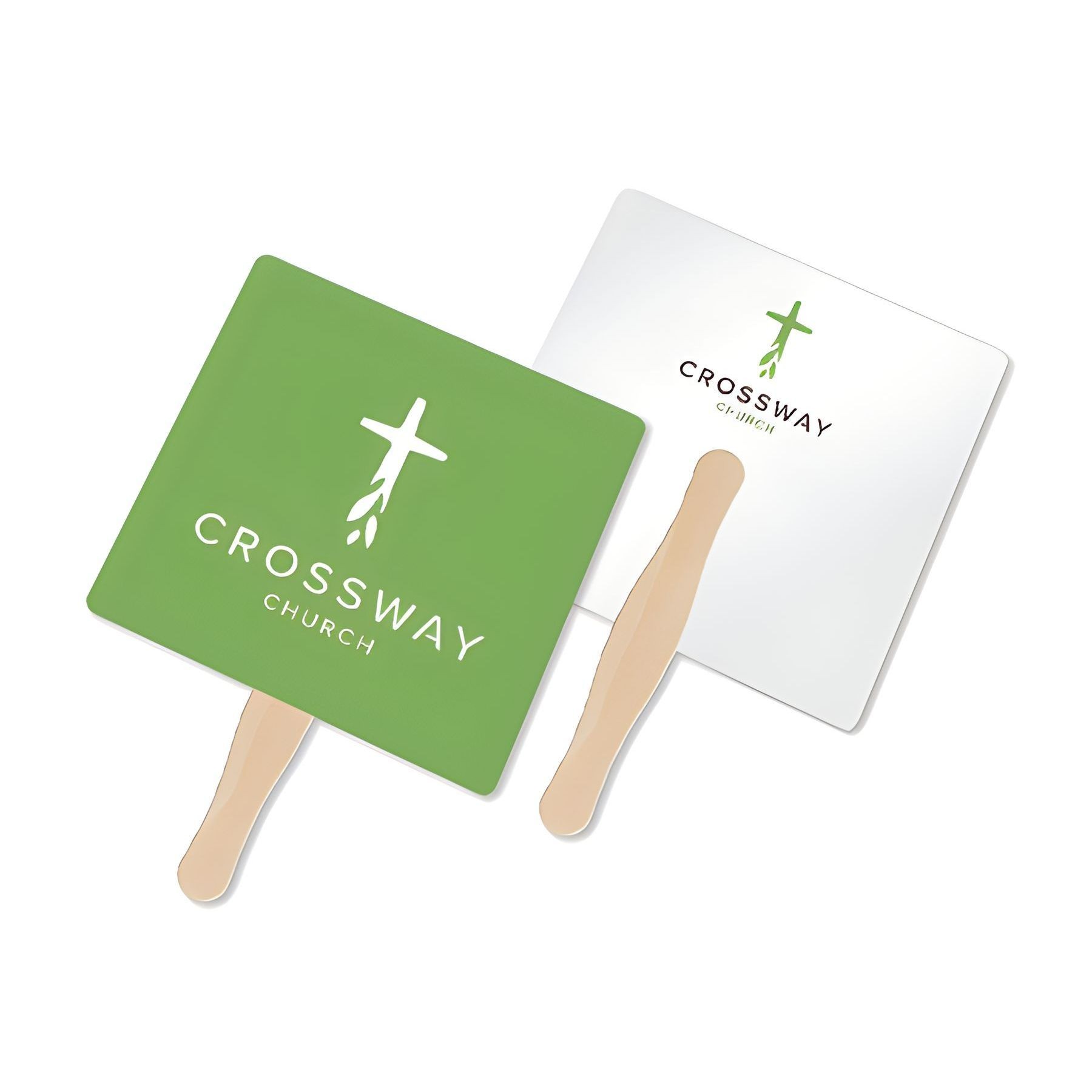 Custom Parlor And Church Hand Fan With Wooden Handle 4