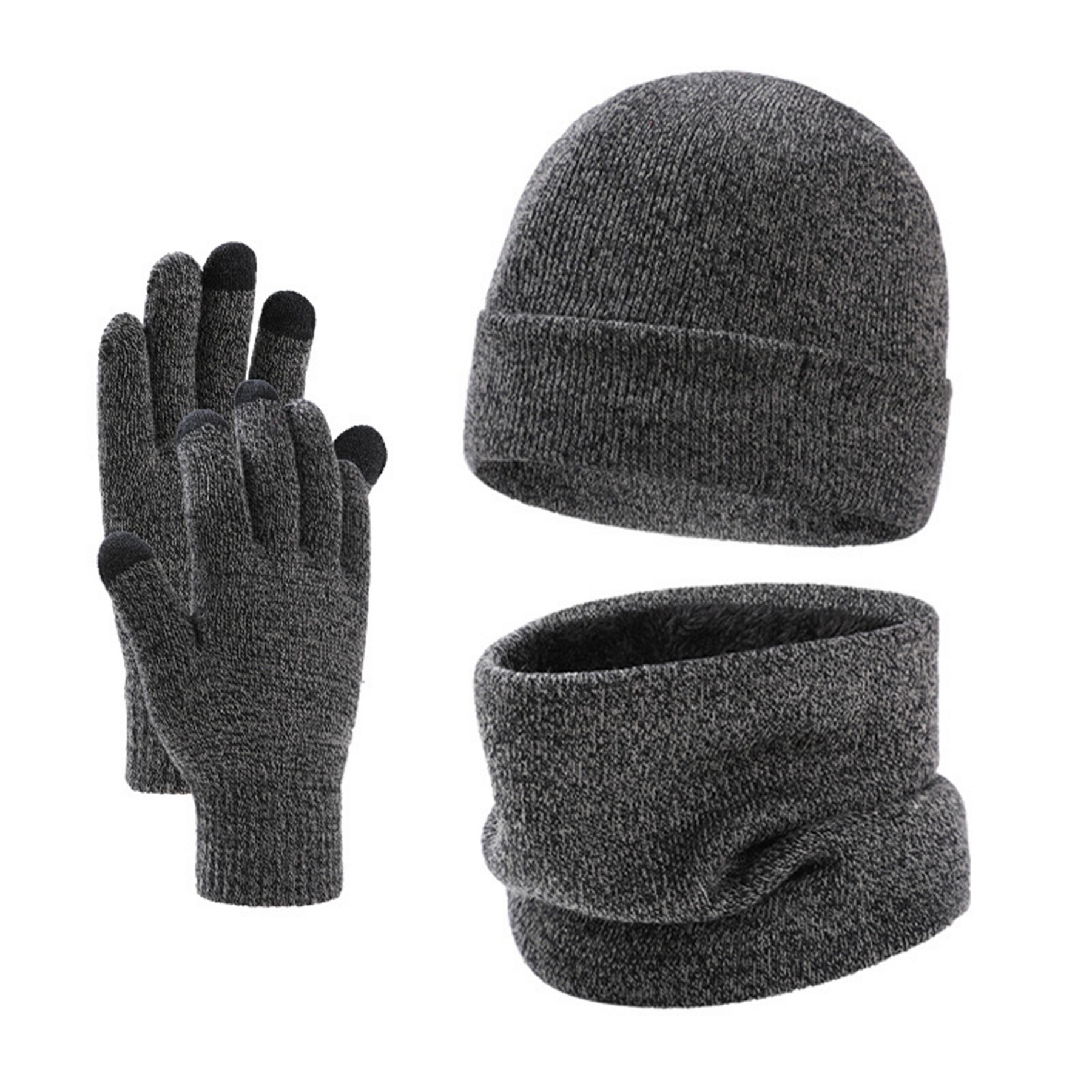 Winter Warm Beanie Hat Scarf And Touchscreen Gloves Set 6