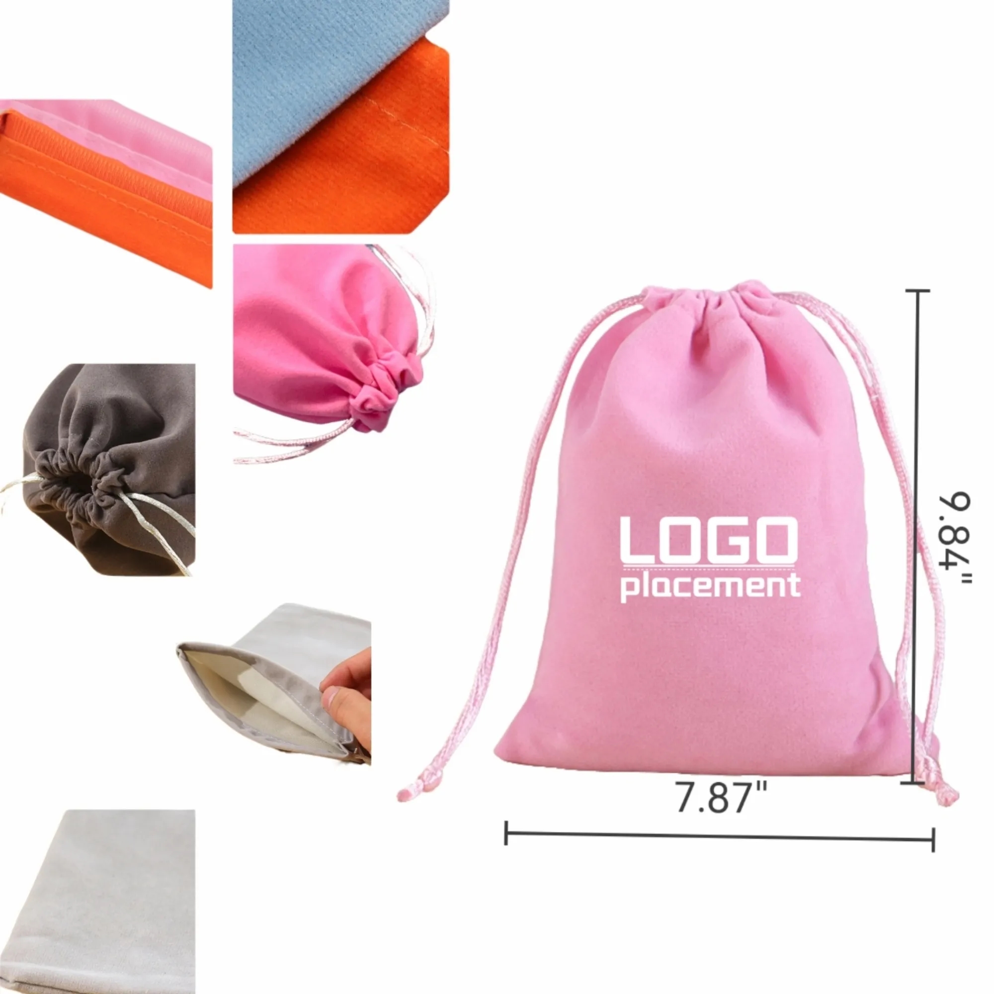 Short Plush Drawstring Storage Pouch 3