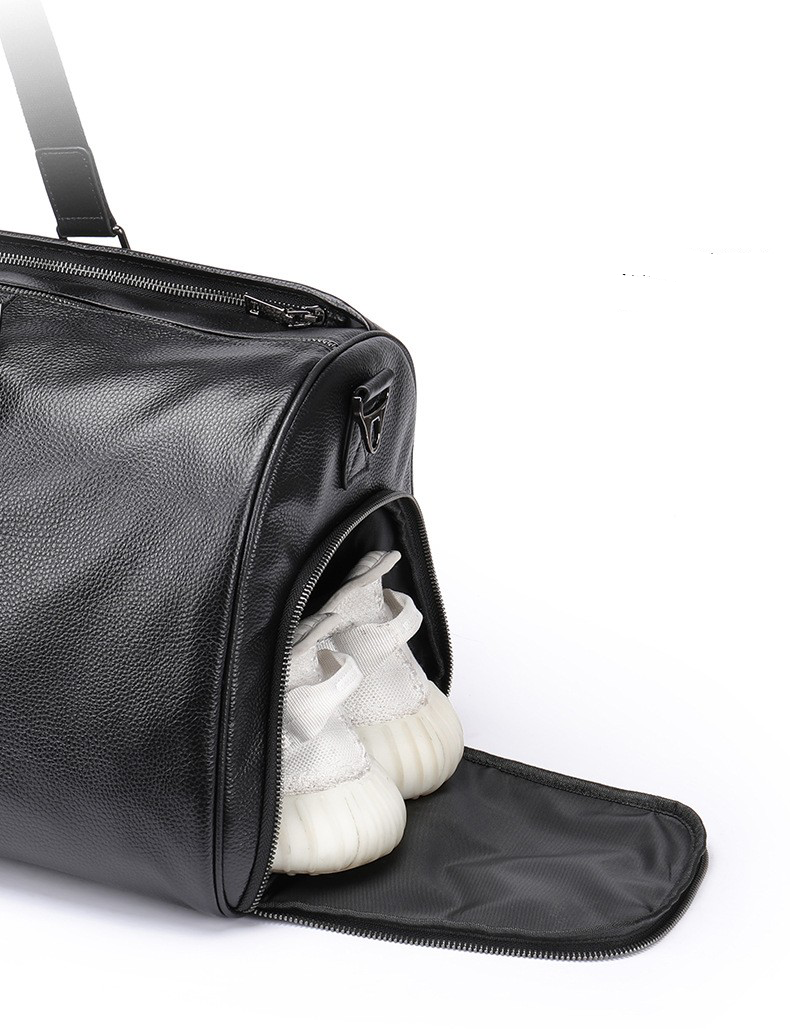Genuine Leather Travel Weekender Duffel Bag for Men, custom luggage with logo imprint 9