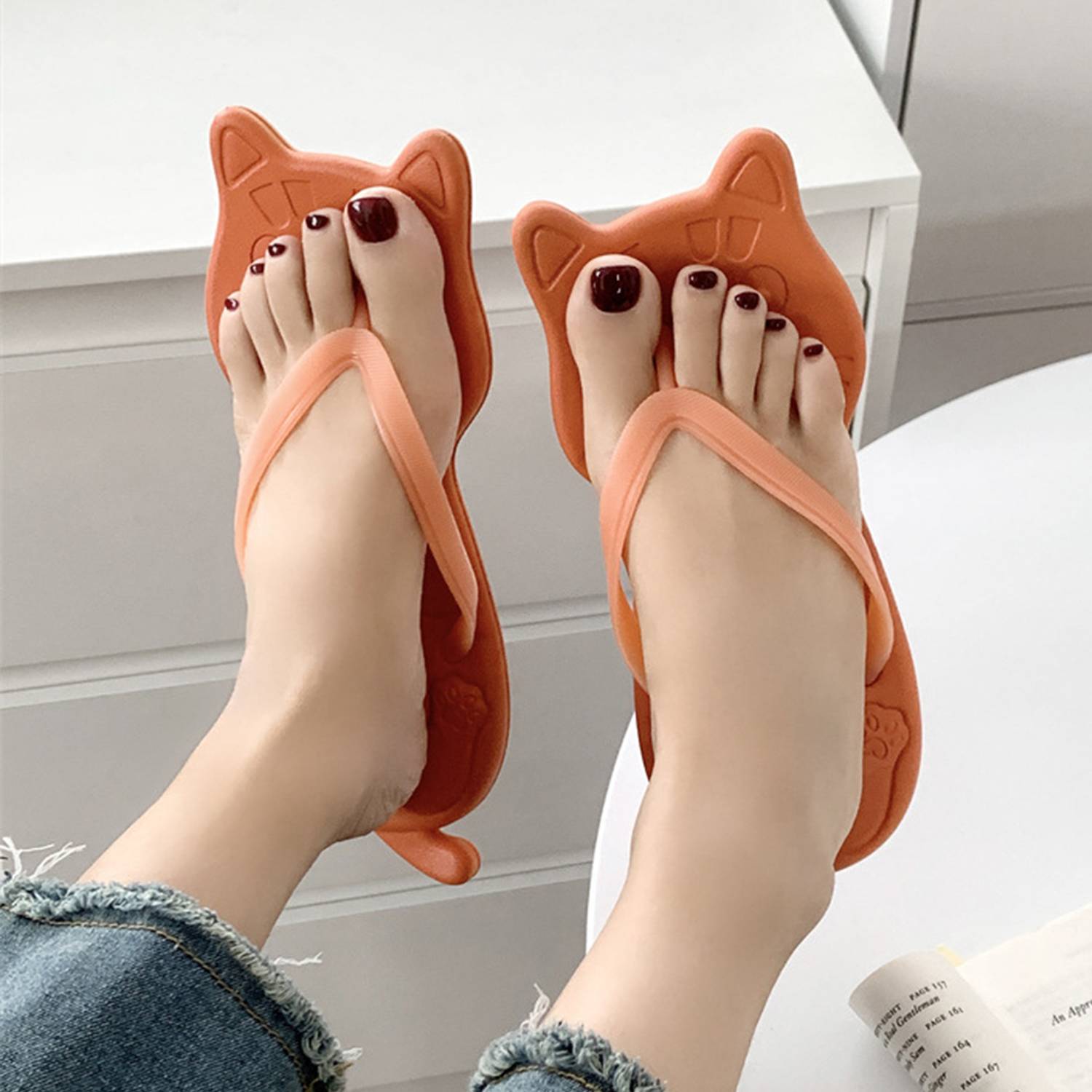 Cute Kitten Ladies Flip Flops Slipper 2