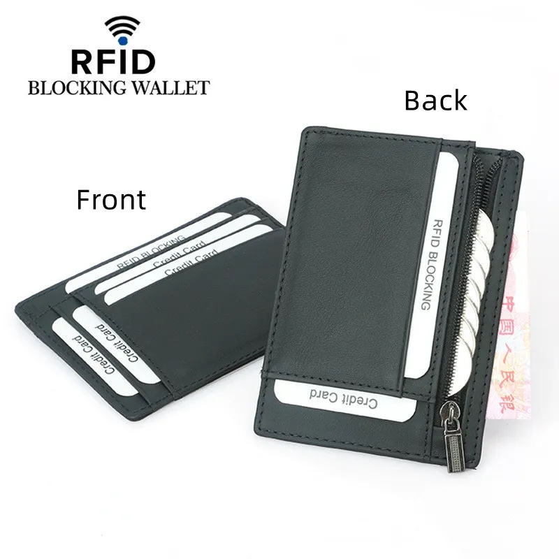 RFID Blocking Leather Wallet Zipper Credit Card Holder 5