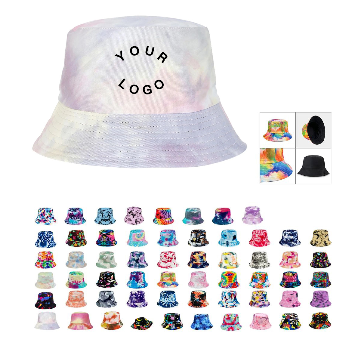Plastic Tie Dye Hat with Colorful Reversible Style 56
