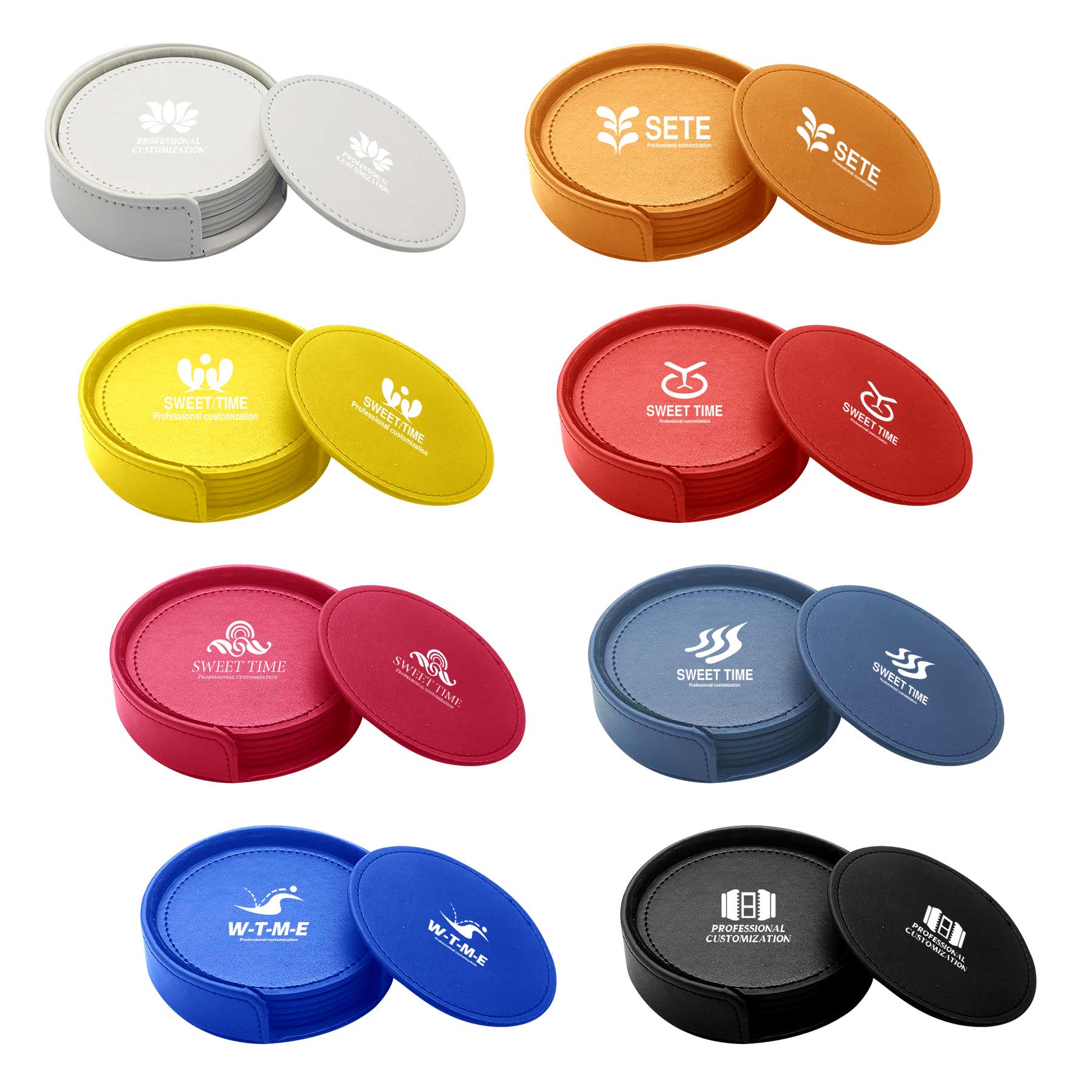 Round Debossed PU Coaster 1