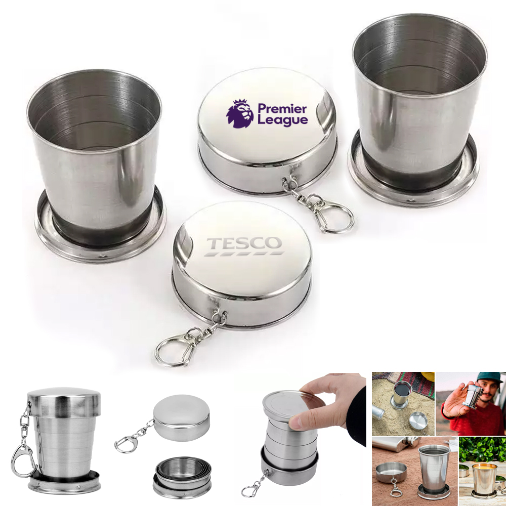 Stainless Steel Folding Cup Keychain - 5 Oz 1