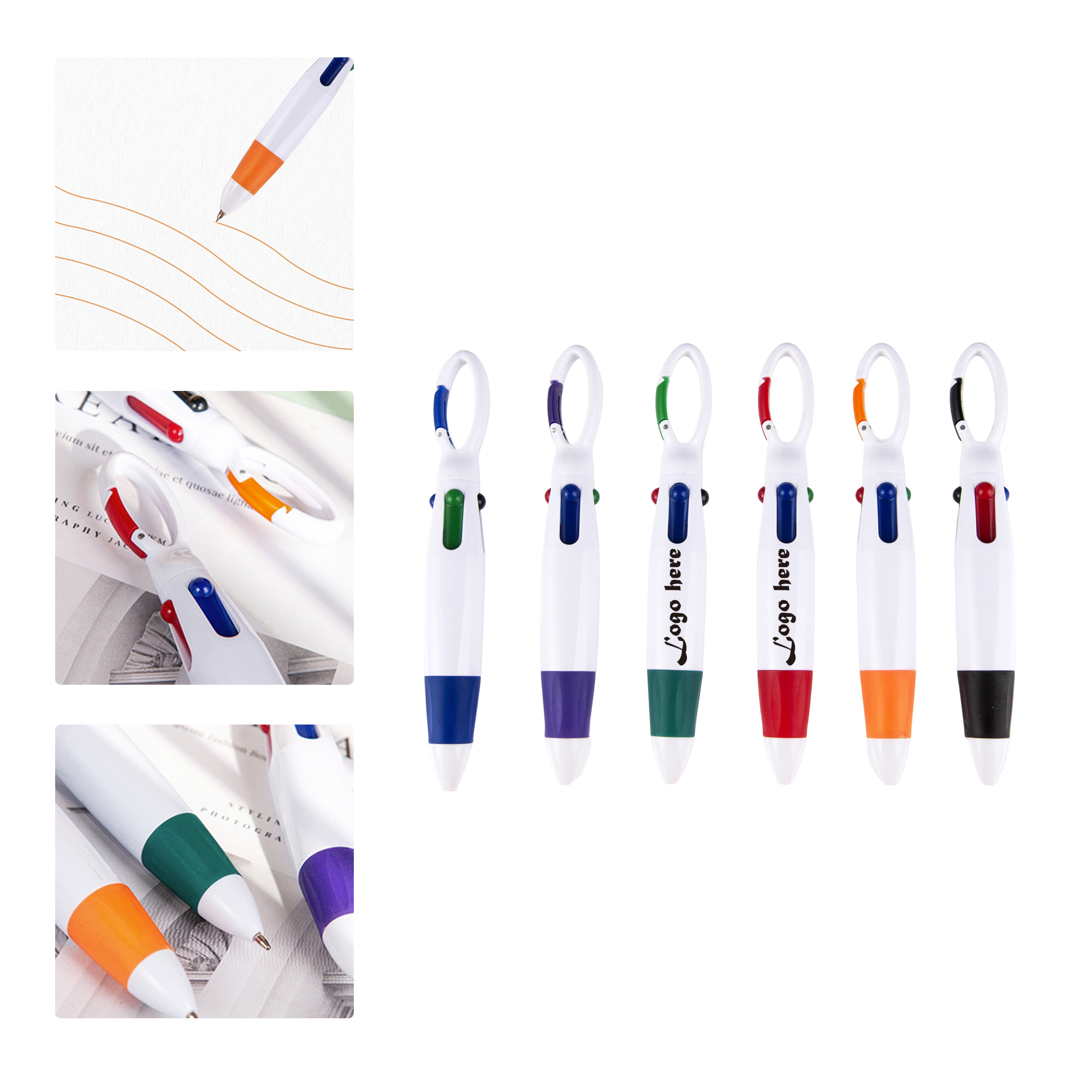 MOQ 50 Climbing Buckle 4 Color Ballpoint Pen 2