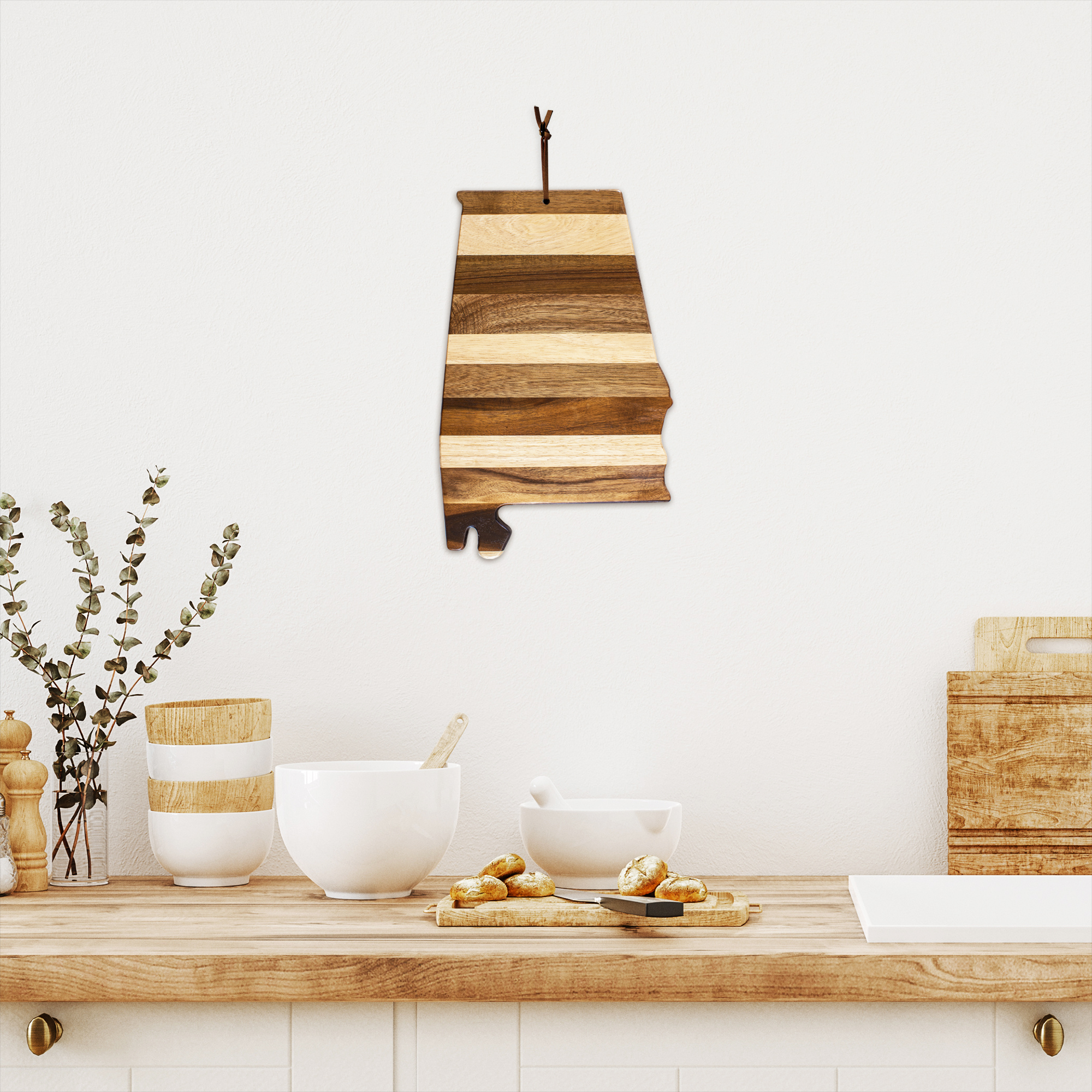 Rock & Branch® Shiplap Series Alabama State Shaped Wood Serving and Cutting Board 7