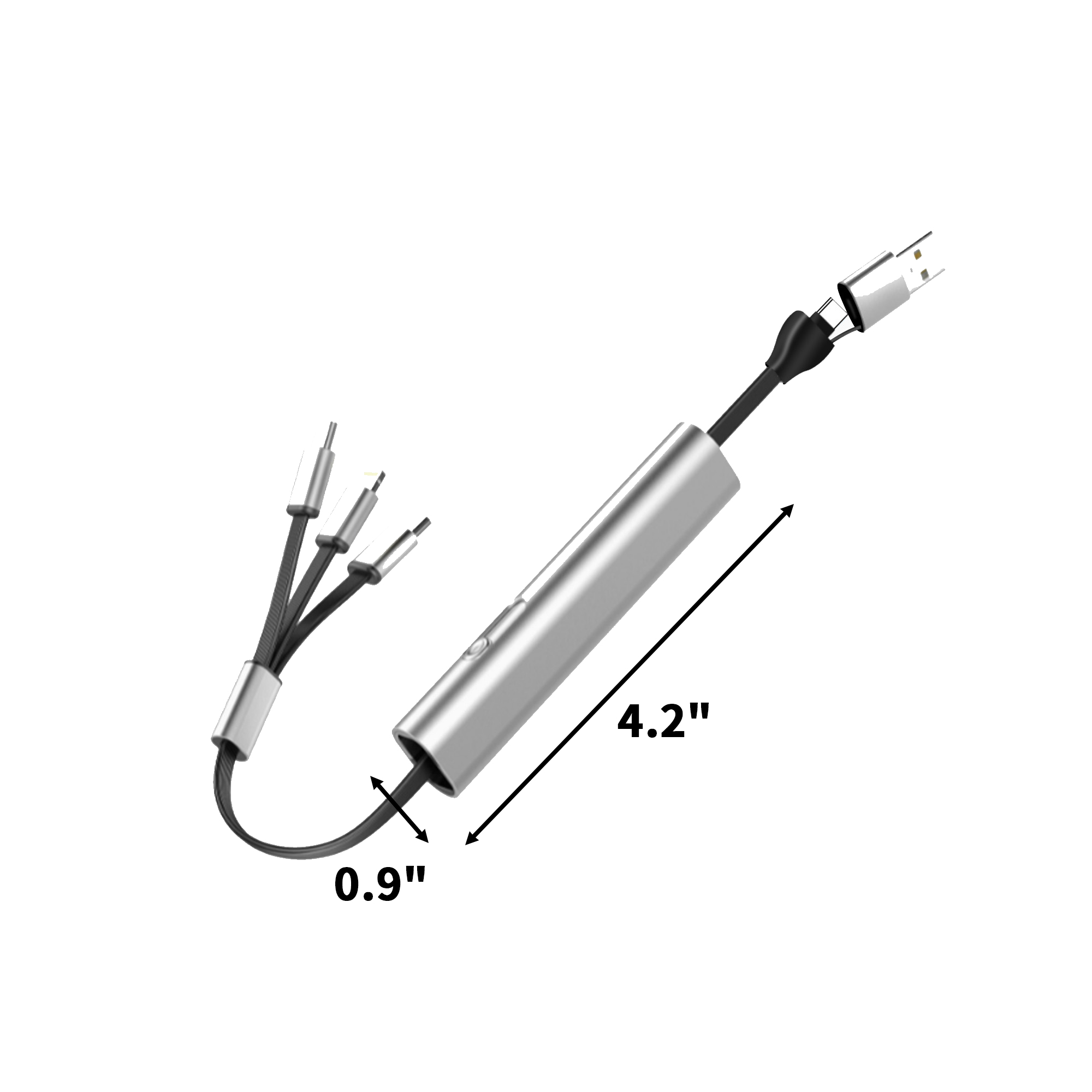 Metal Three In One Mobile Phone Charging Cable 4.2" x 0.9" 5