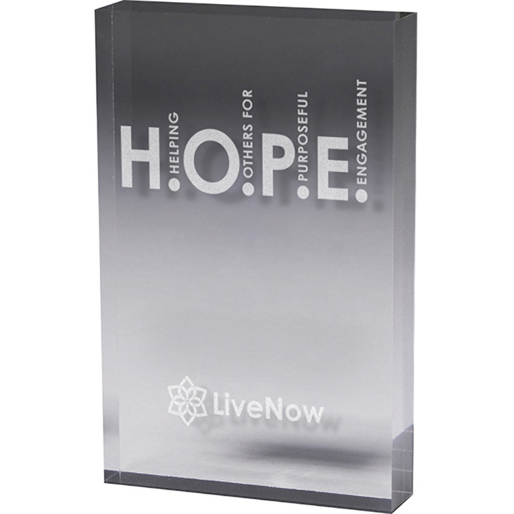 Clear Rectangular Acrylic Paper Weight (5"x 7"x 3/4") Laser Engraved