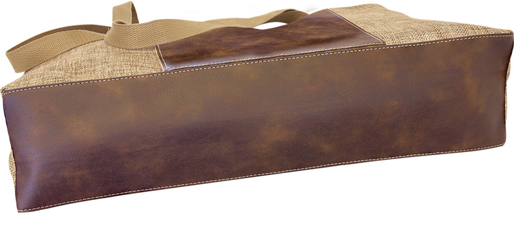Laserable Rustic Leather Burlap Gusset Bag 2