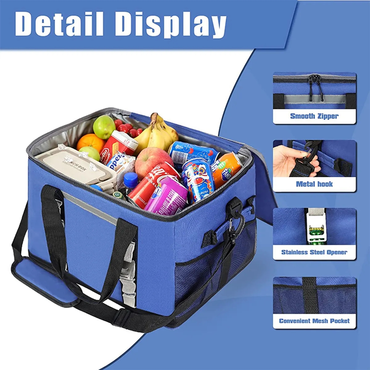 48L Large Soft Sided 65 Cooler Can Insulated Bag with Strap 9