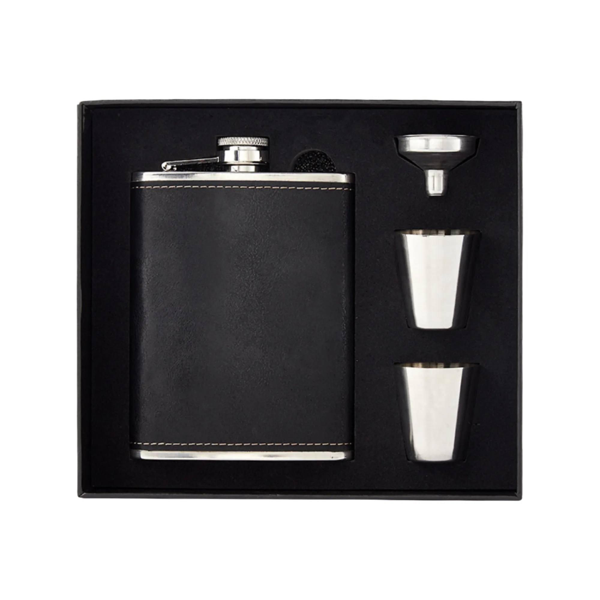 8oz Portable Stainless Steel Hip Flask Set Gift, custom water bottle with logo imprint 2