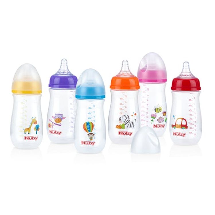 Nuby Wide Neck Bottles - 9 oz Anti-Colic Assorted Colors 2