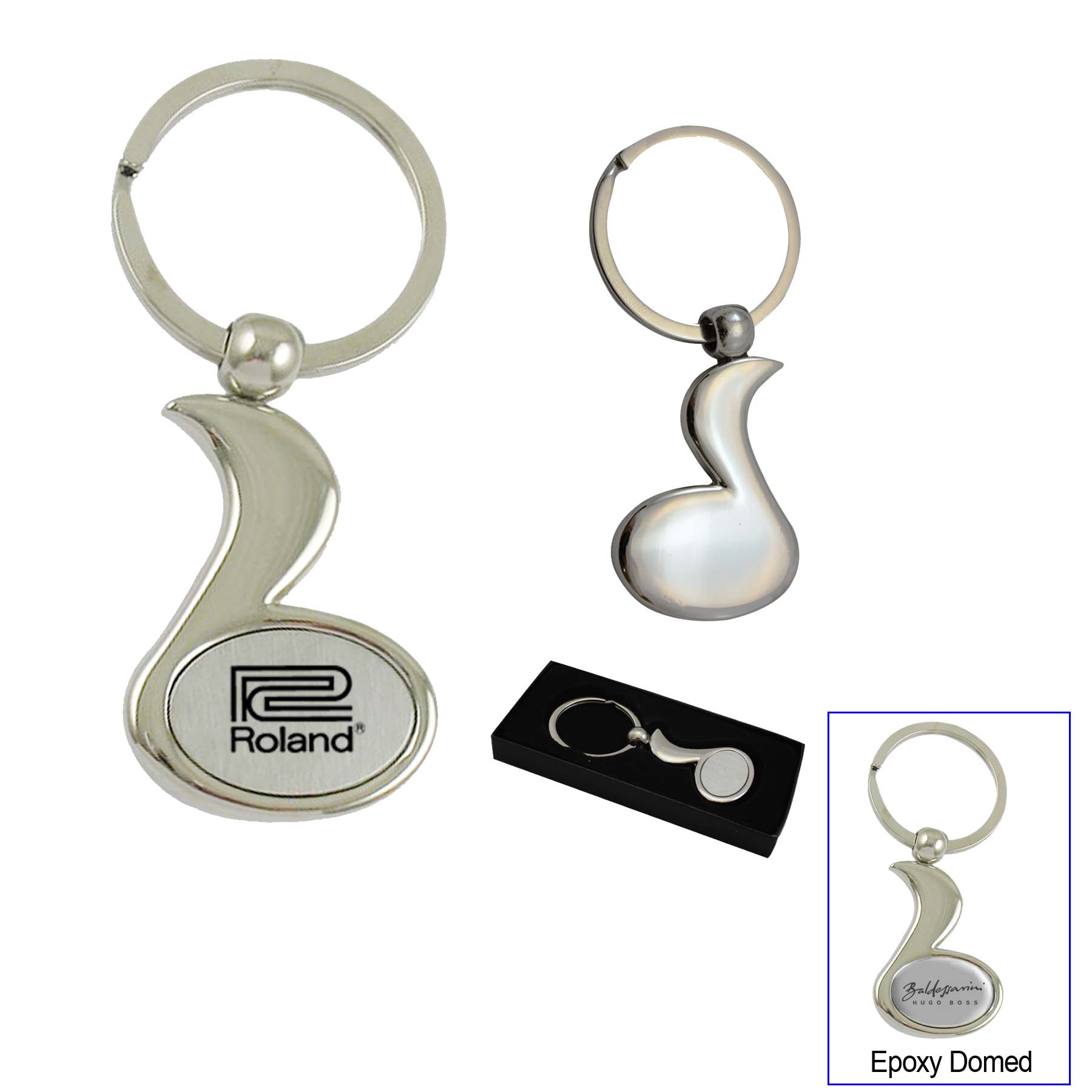 Music note chrome metal key chain-CLOSE OUT 2