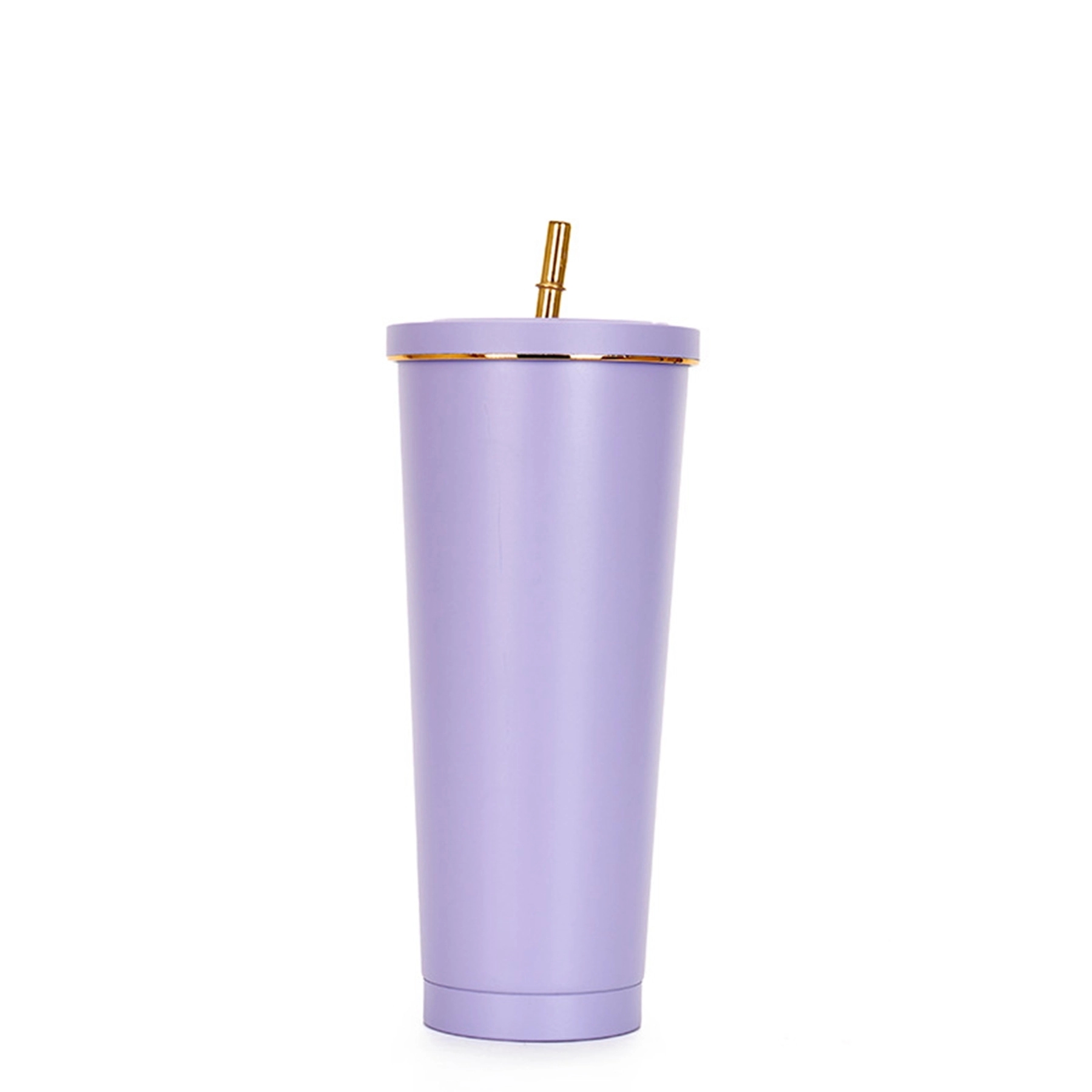 25 Oz. Double Wall Gold Edge Tumbler With Straw & Lid 10