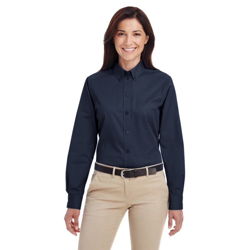 Harriton Ladies' Foundation 100% Cotton Long-Sleeve Twill Shirt With Teflon™ 11