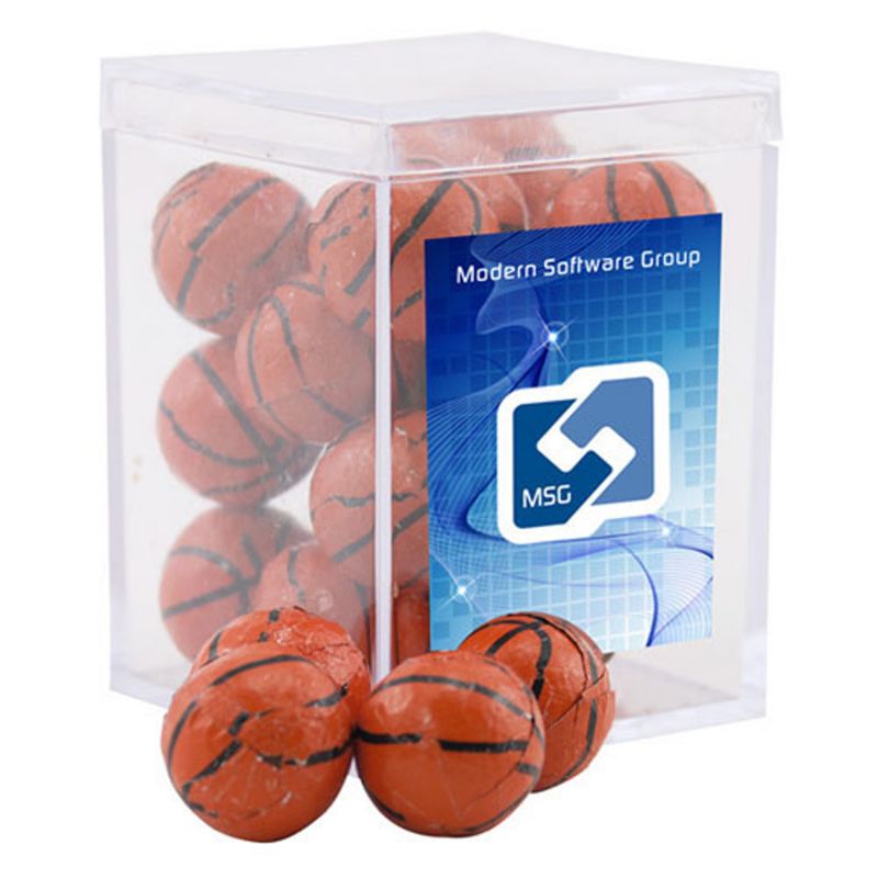 Acrylic Box with Chocolate Basketballs 1