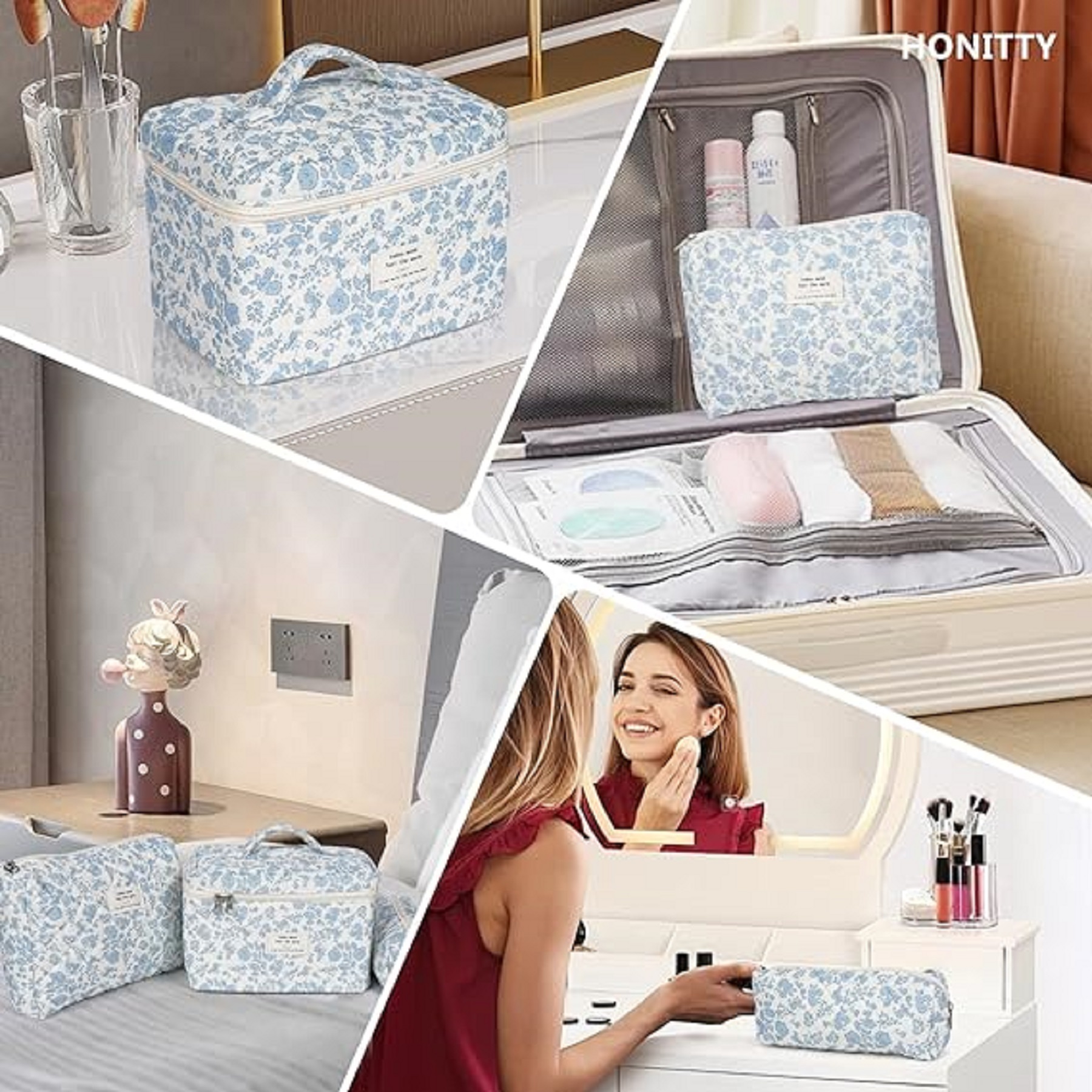 3 Pack Cotton Makeup Bag Set 6
