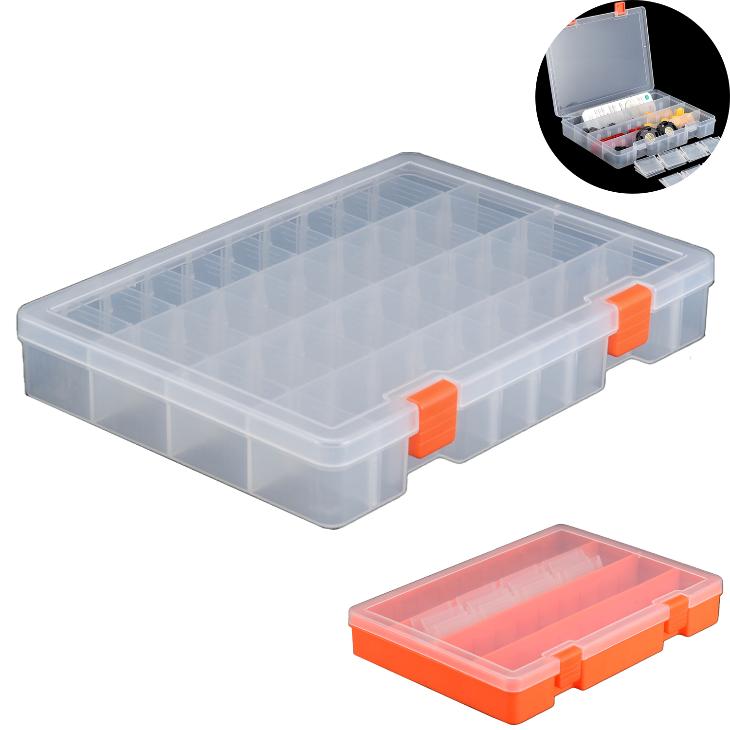 Transparent Plastic Storage Organizer w/ Removable Dividers 5