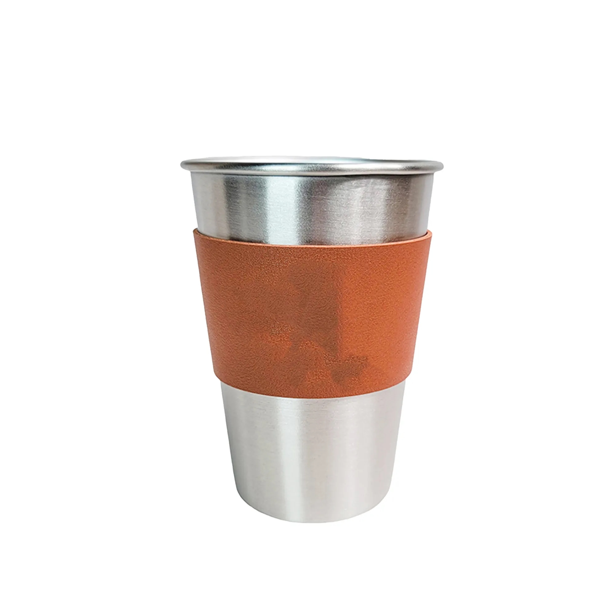 Outdoor Camping 304 Stainless Steel Water Cup with Leather C 6