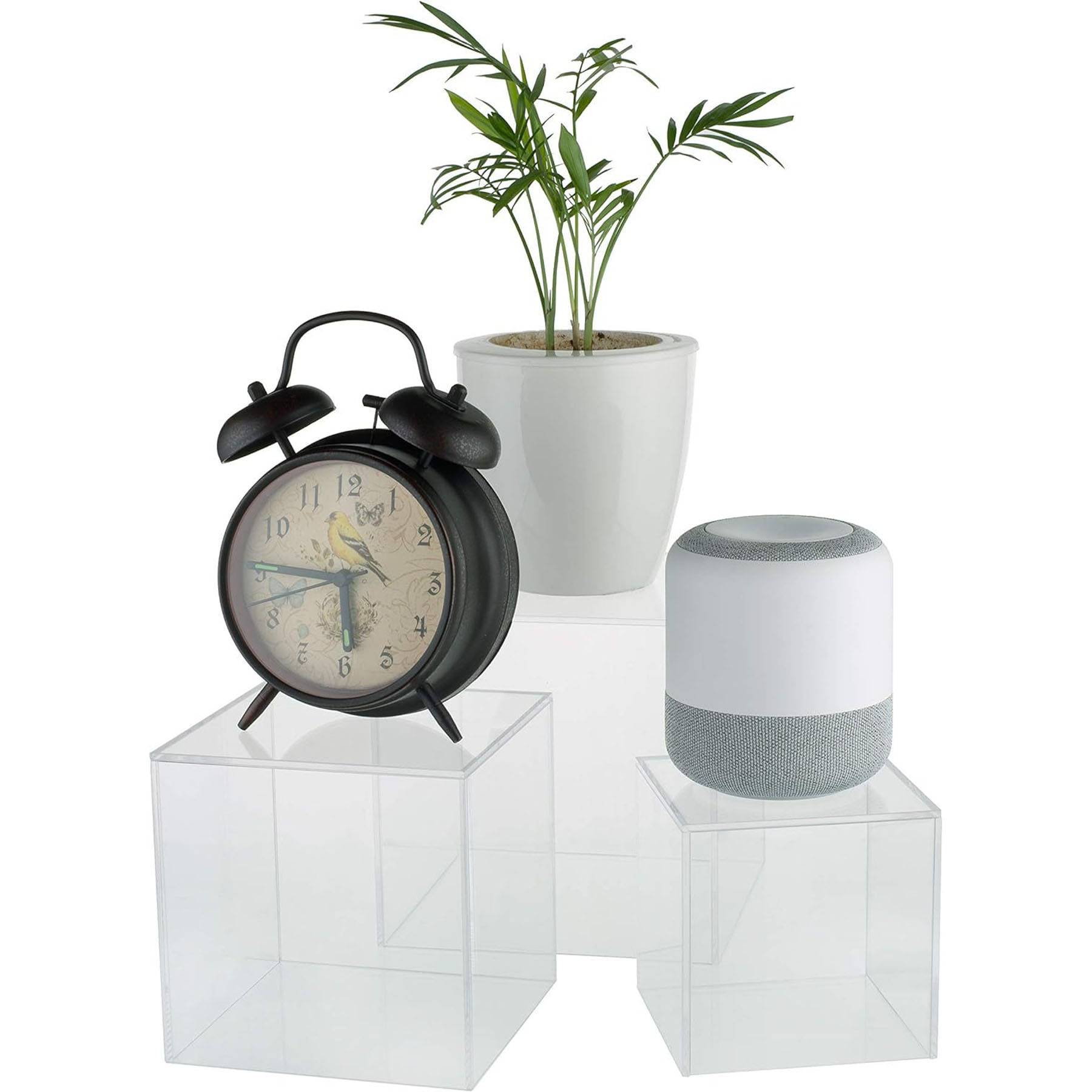 Set of 3 Crystal Clear Acrylic Cube Display 2