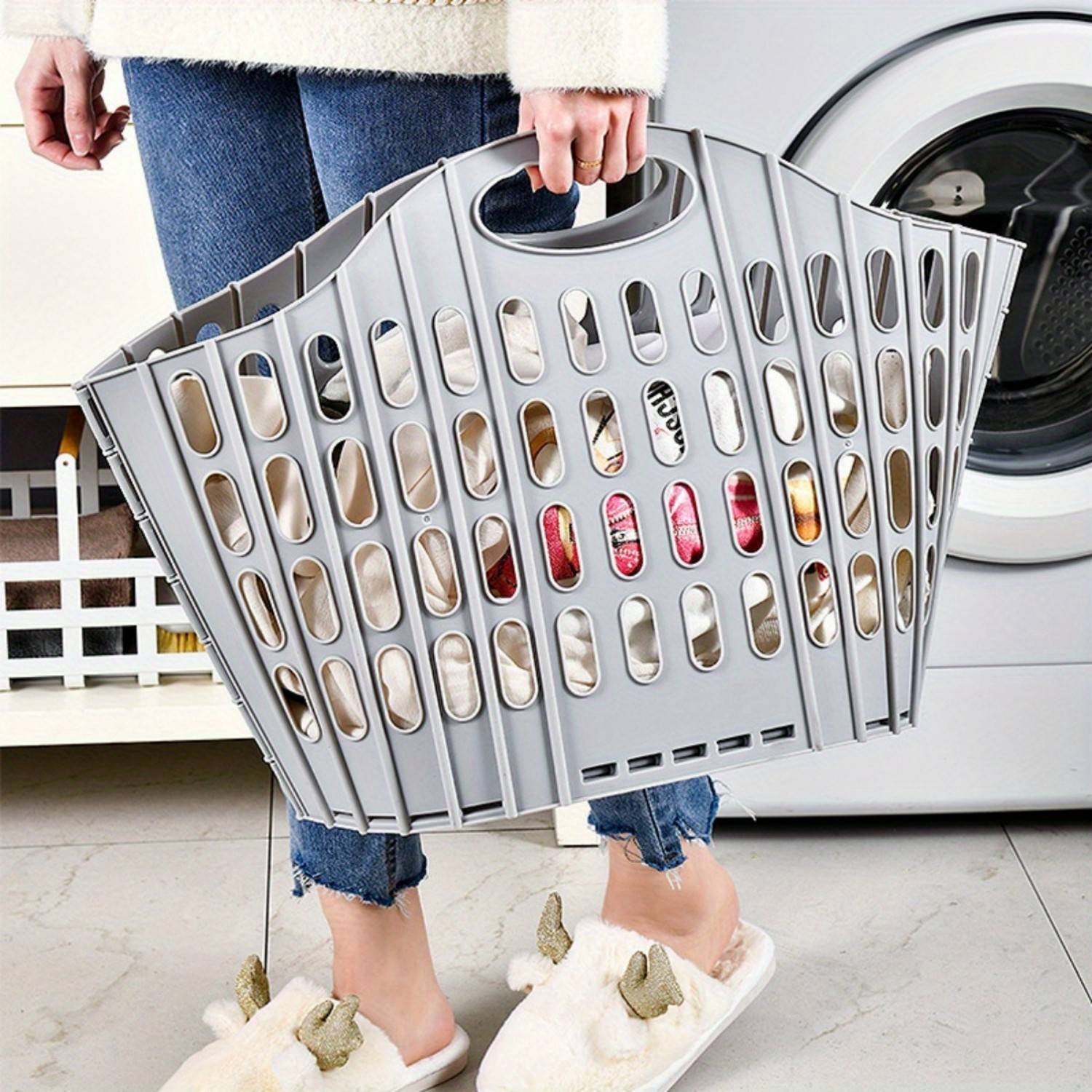 65L Foldable Large Capacity Plastic Laundry Basket 7