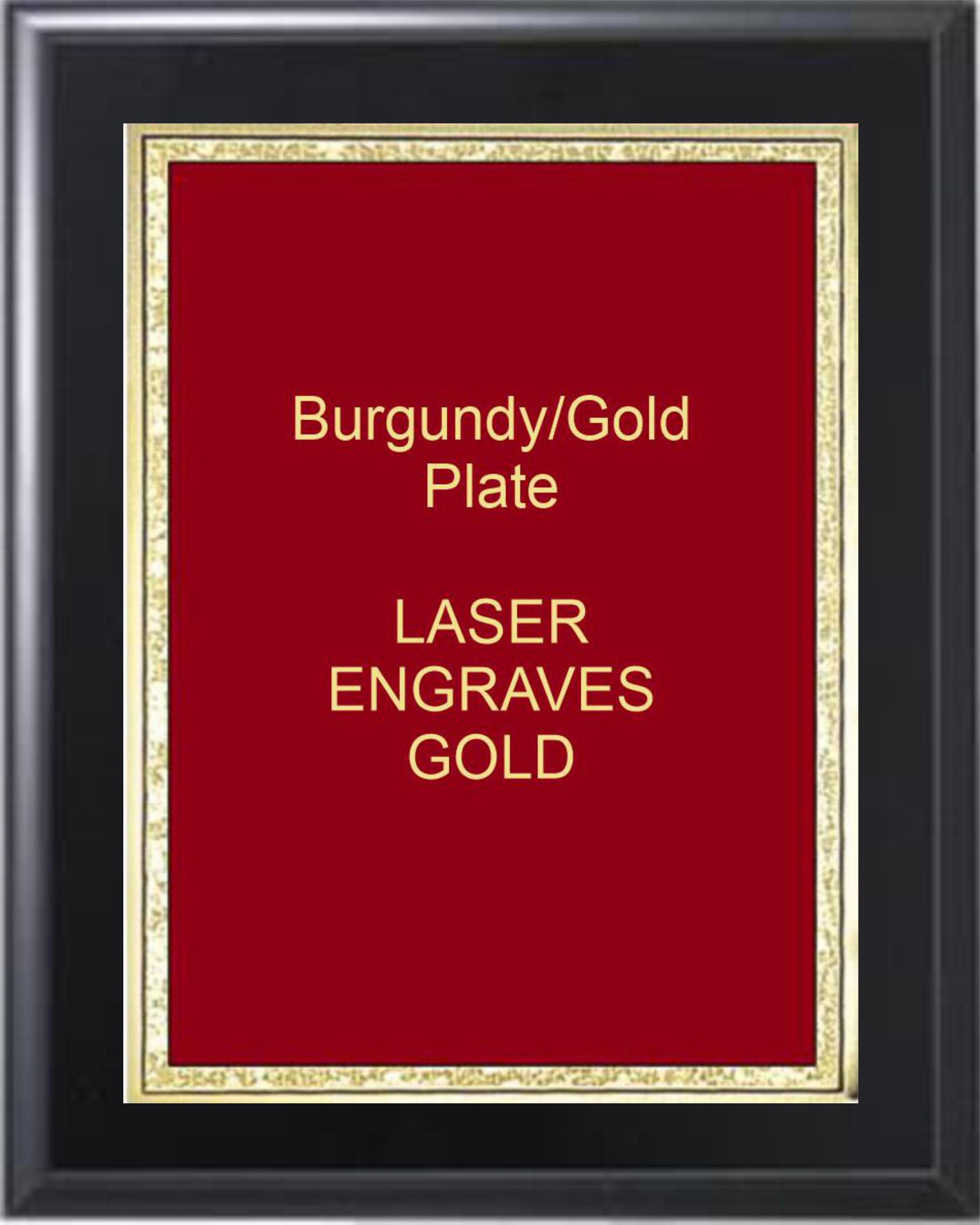 6" x 8" Black Piano Finish Plaque with a Red Florentine Plate 2