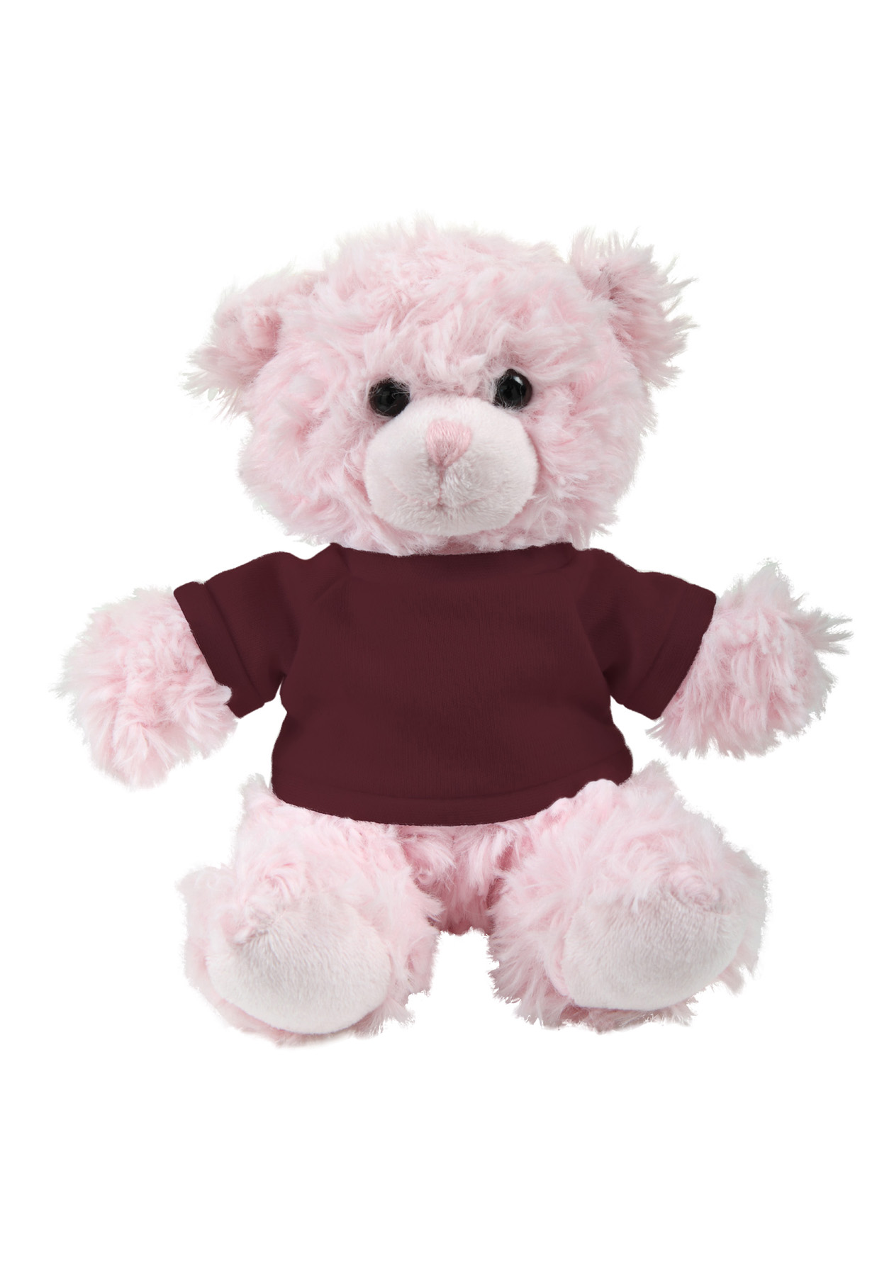 soft plush  Pink Curly Sitting Bear with t-shirt 4