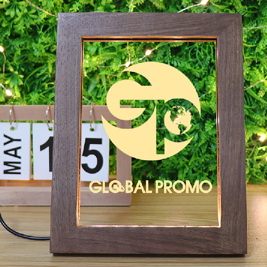 LED 3D Illusion Light In A Wood Picture Frame Personalization Optional 3