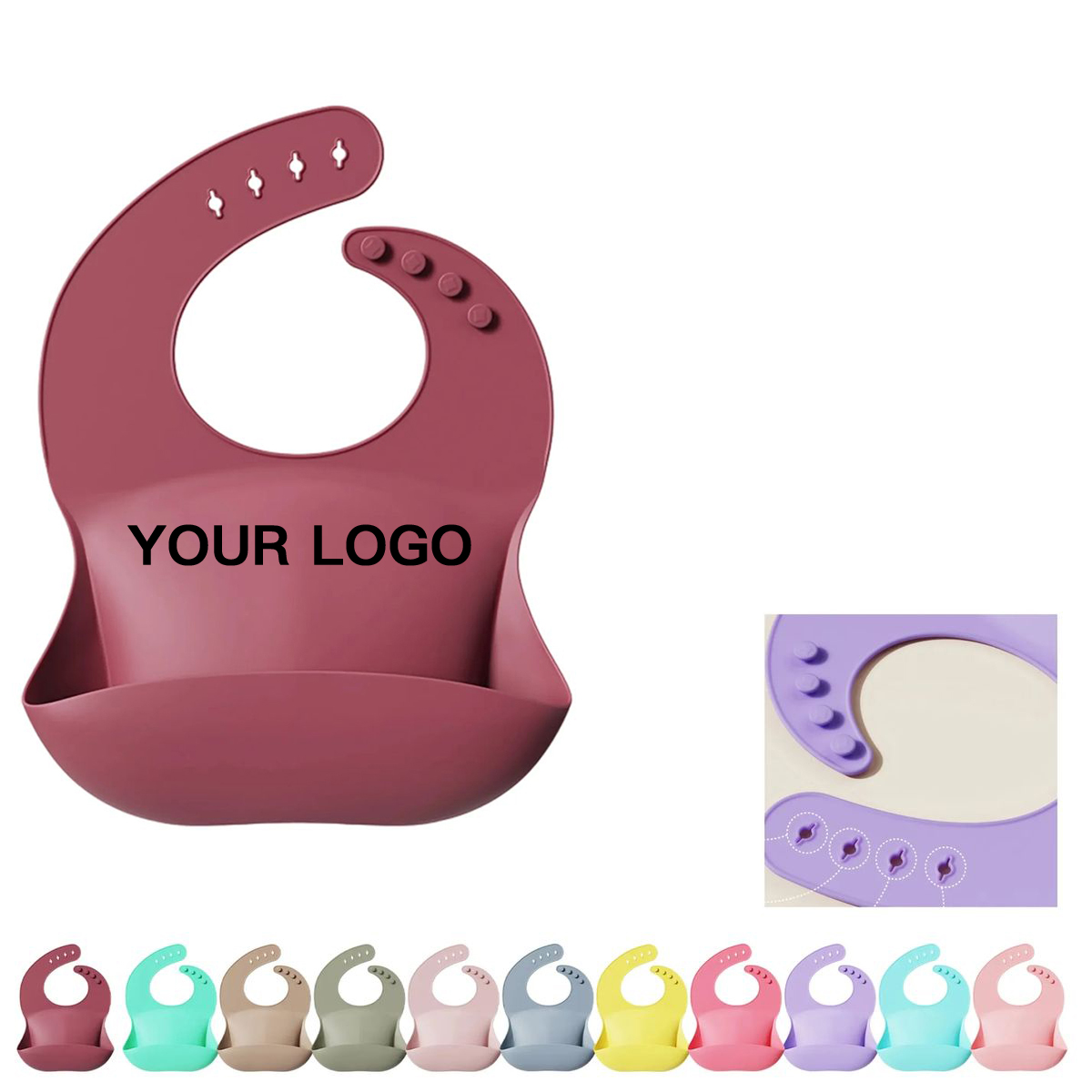 Soft Silicone Baby Bib with Deep Food Catcher Pocket 12