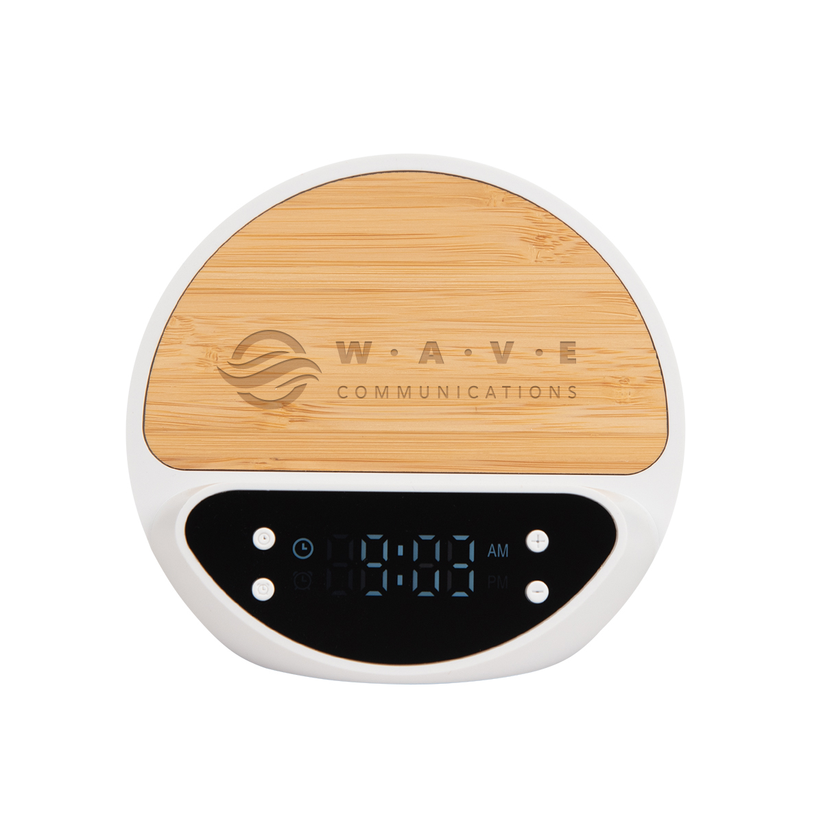10W Bamboo Wireless Charger With Digital Clock 1