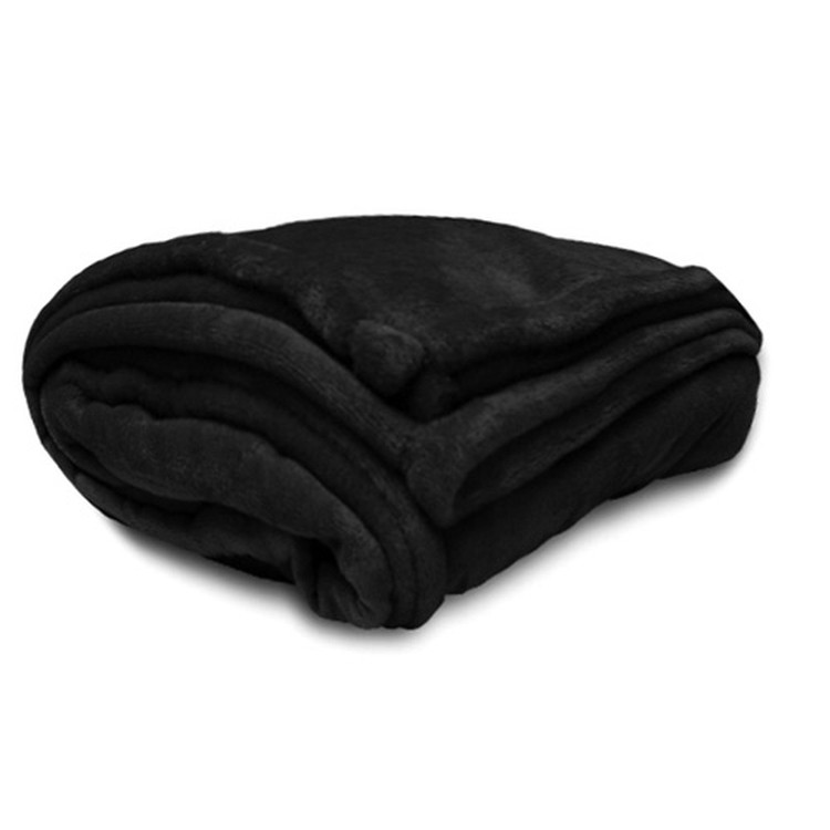 Black Oversize Micro Fleece Throw Blanket 2
