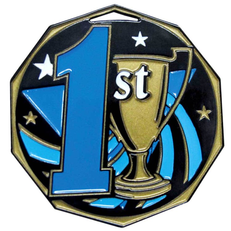 1st Place Decagon Colored Medallion (2") 2