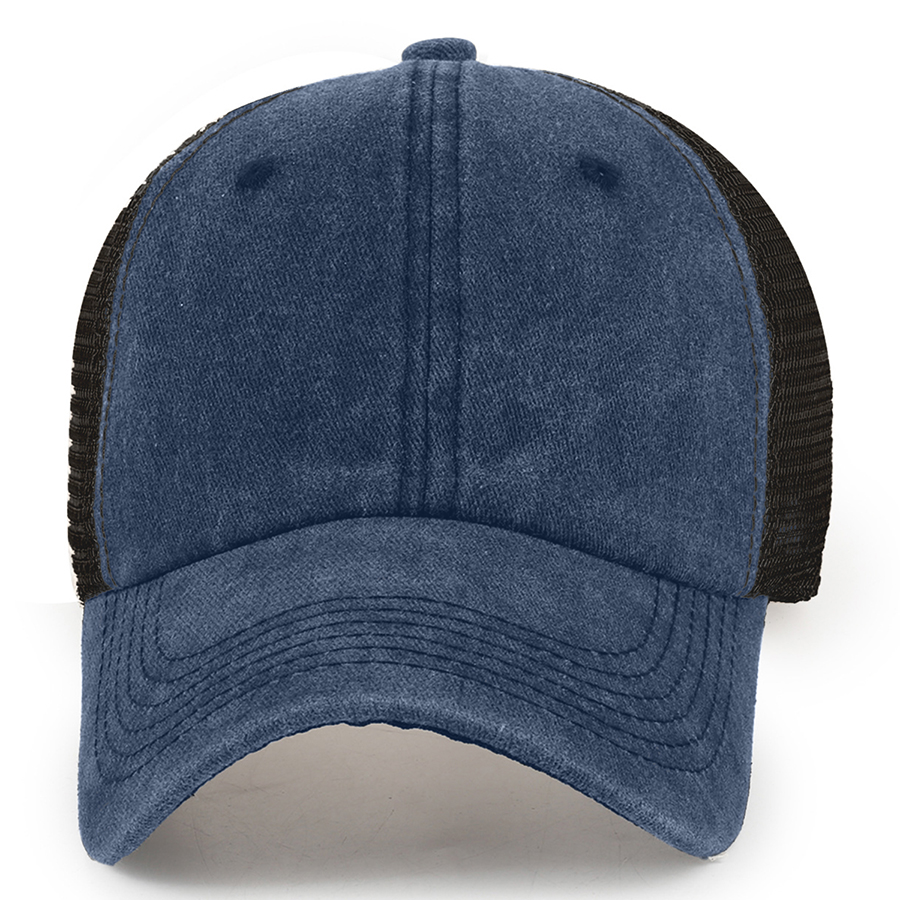 Stock 2-Tone Washed Cotton 6-Panel Trucker Cap 28
