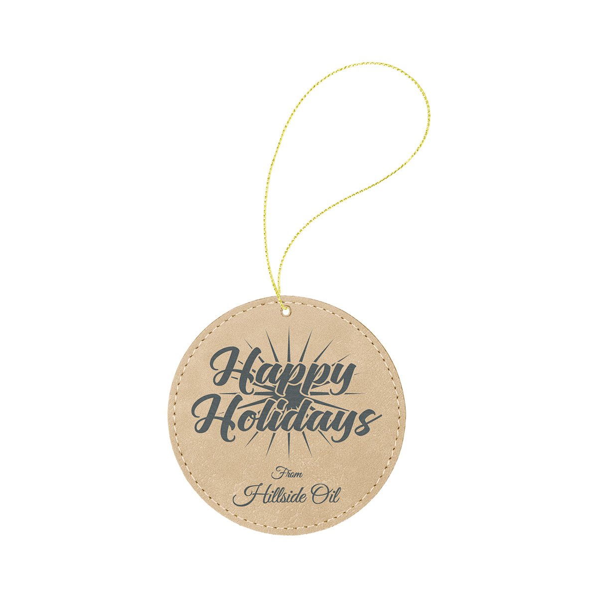 Light Brown Leatherette Round Ornament