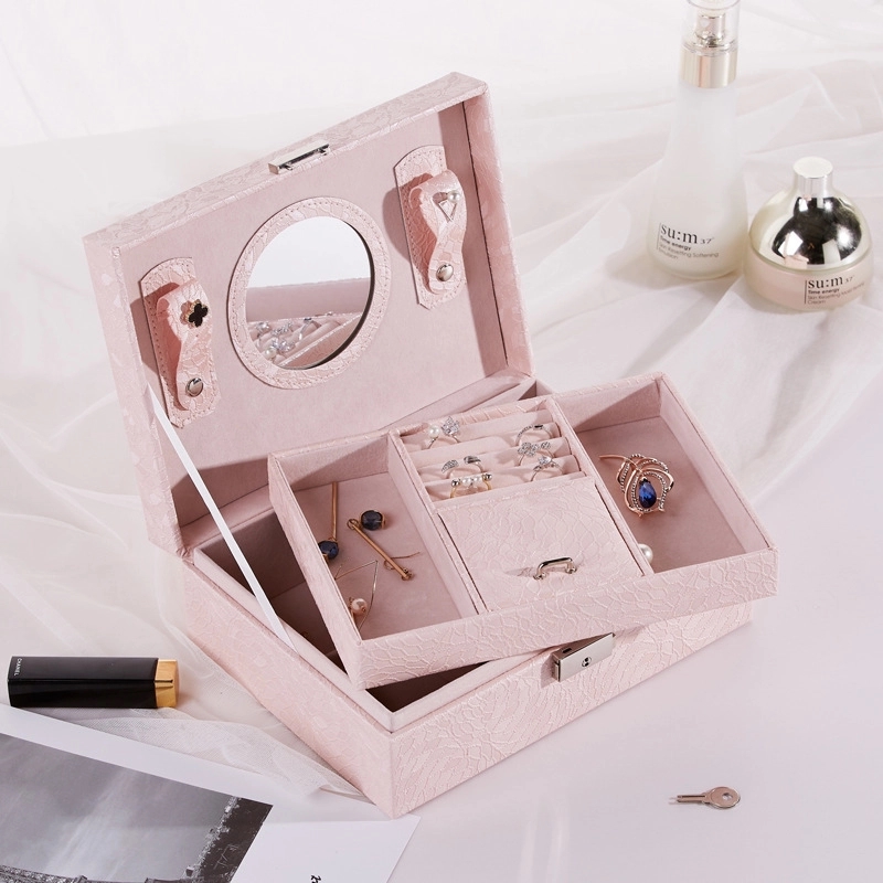 Custom Multi-Layer Jewelry Organizer Box with Mirror & Lock 8