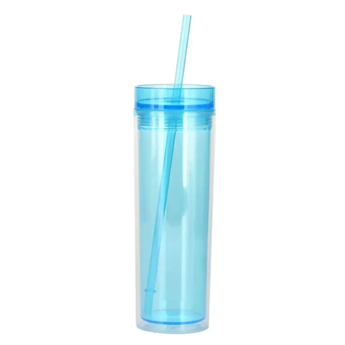 Clear Bottle Double-Wall Cup with Colorful Lid and Straw 5