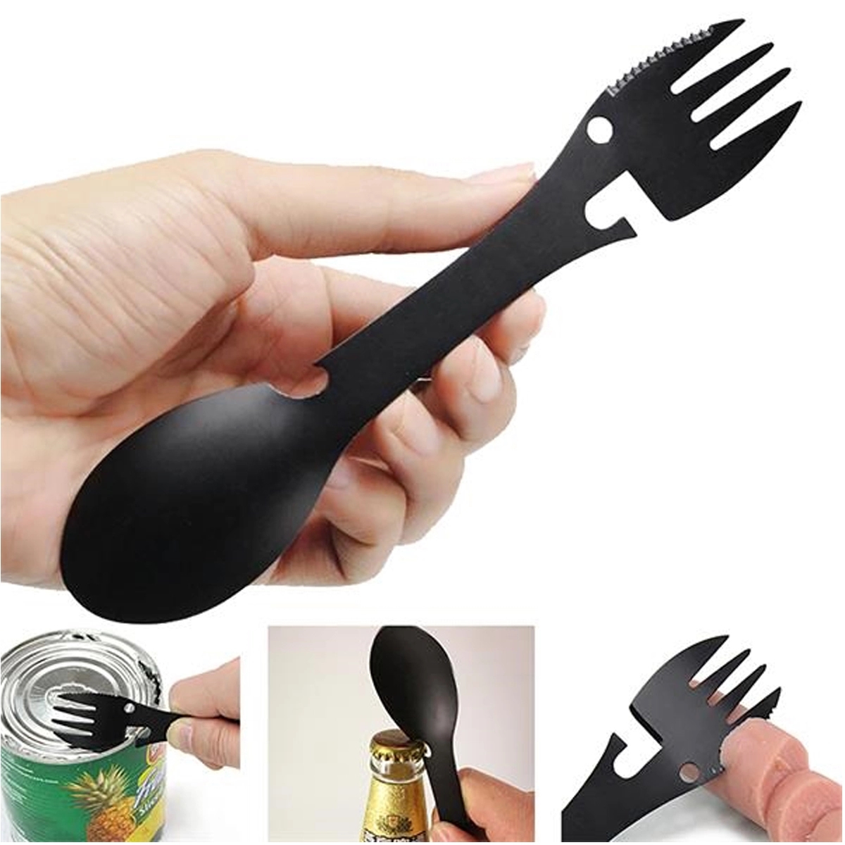 Spork 5 in 1 Utensil Spoon Fork Knife Bottle & Can Opener 4