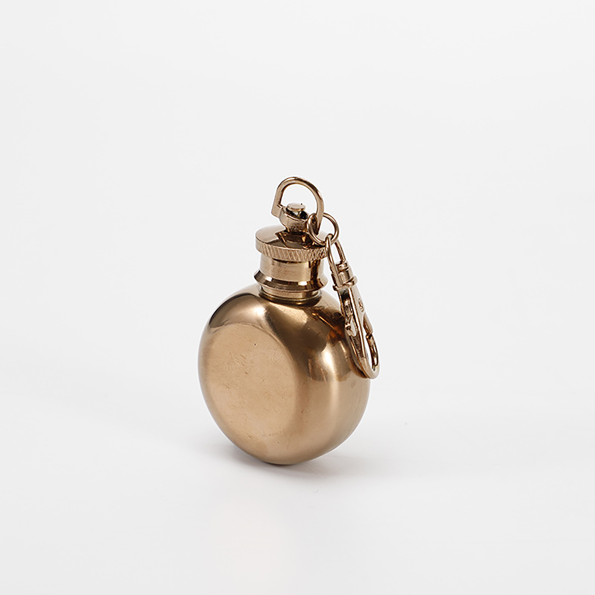 Mini Round Stainless Steel Flask with Keychain 2